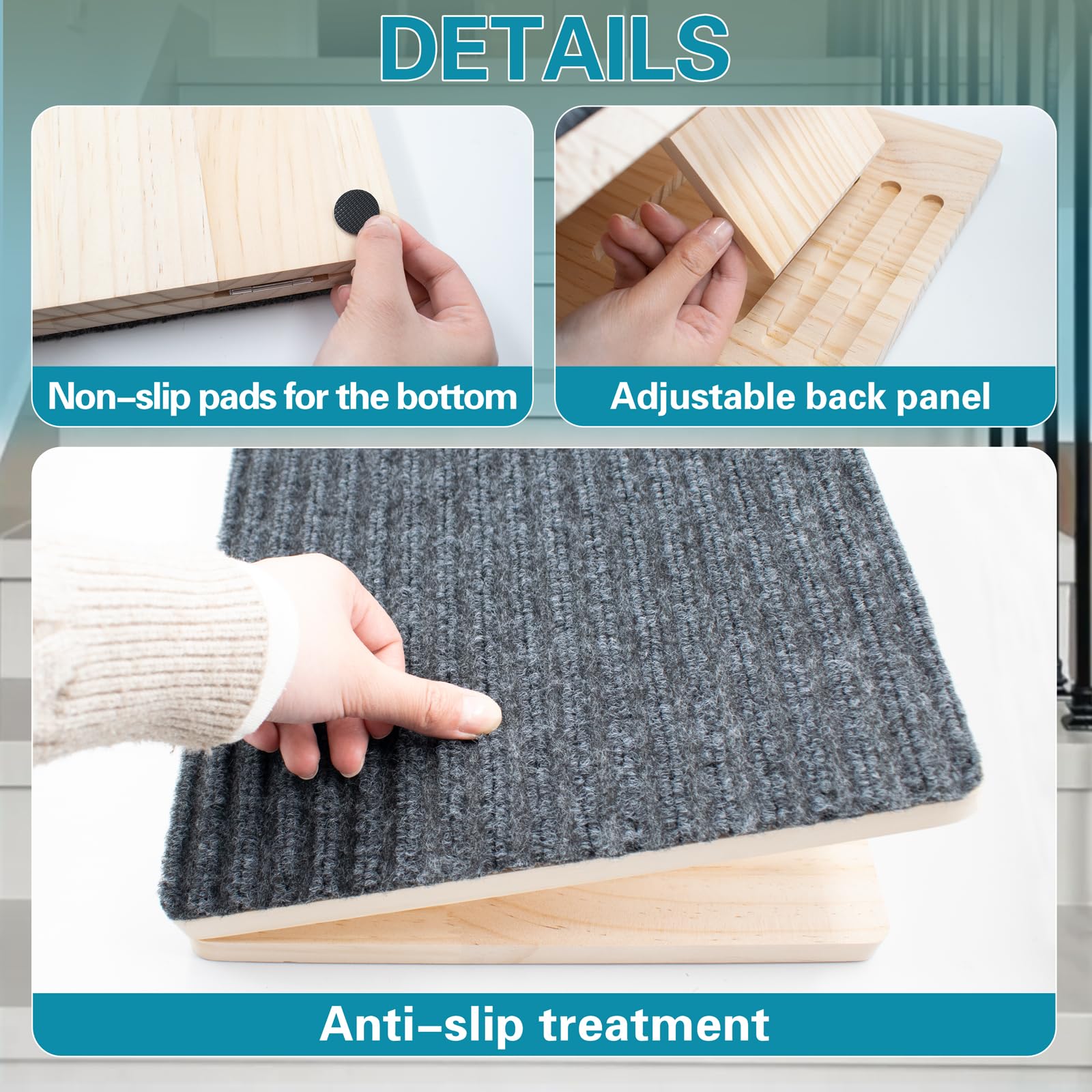 Rampe pour Chien en Bois pour Escaliers, Réglable avec Surface Antidérapante, Rampe d'Aide Pliable pour Petits Chiens et Chats