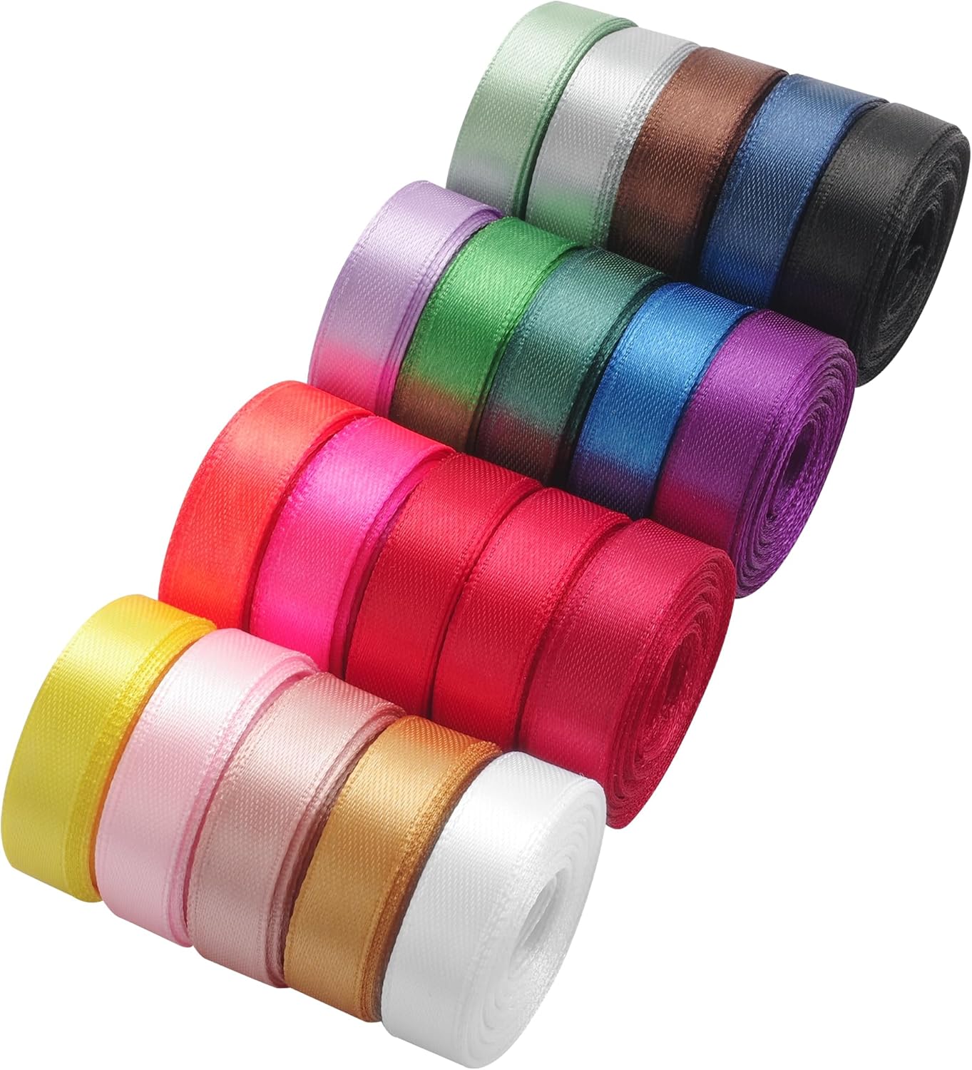 Amazon.com: LIUYAXI 20 Colors 100 Yard Satin Ribbon Fabric Ribbon ...