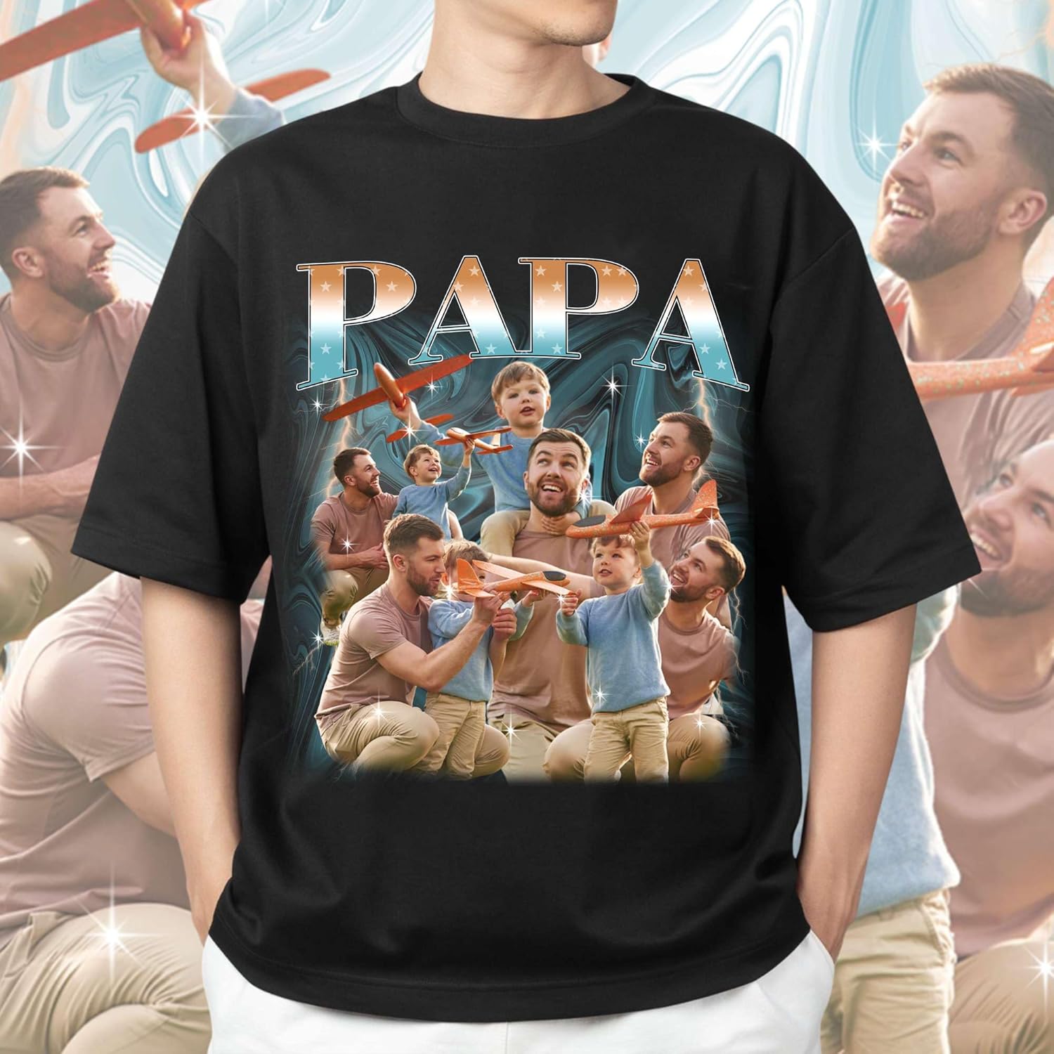 NAZENTI Custom Bootleg Dad Bootleg Rap Tee, Personalized T-Shirts with Picture for Father’s Day, Christmas, Birthday - Image 6