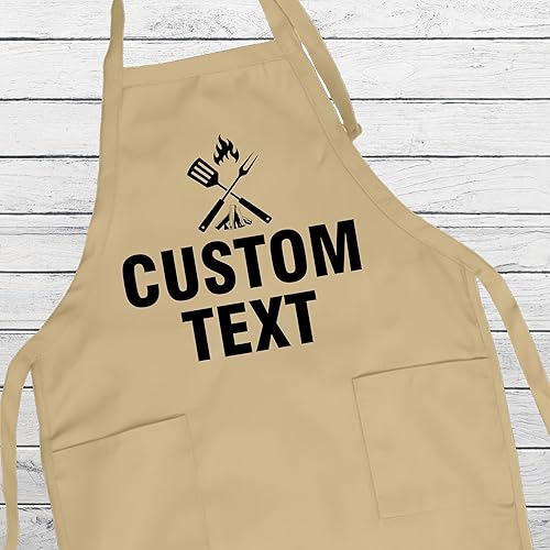 Miniatura 2 de Voila Print Delantal de parrilla con texto personalizado, delantal de cocina personalizado para hombres, divertido delantal de cocina de barbacoa,