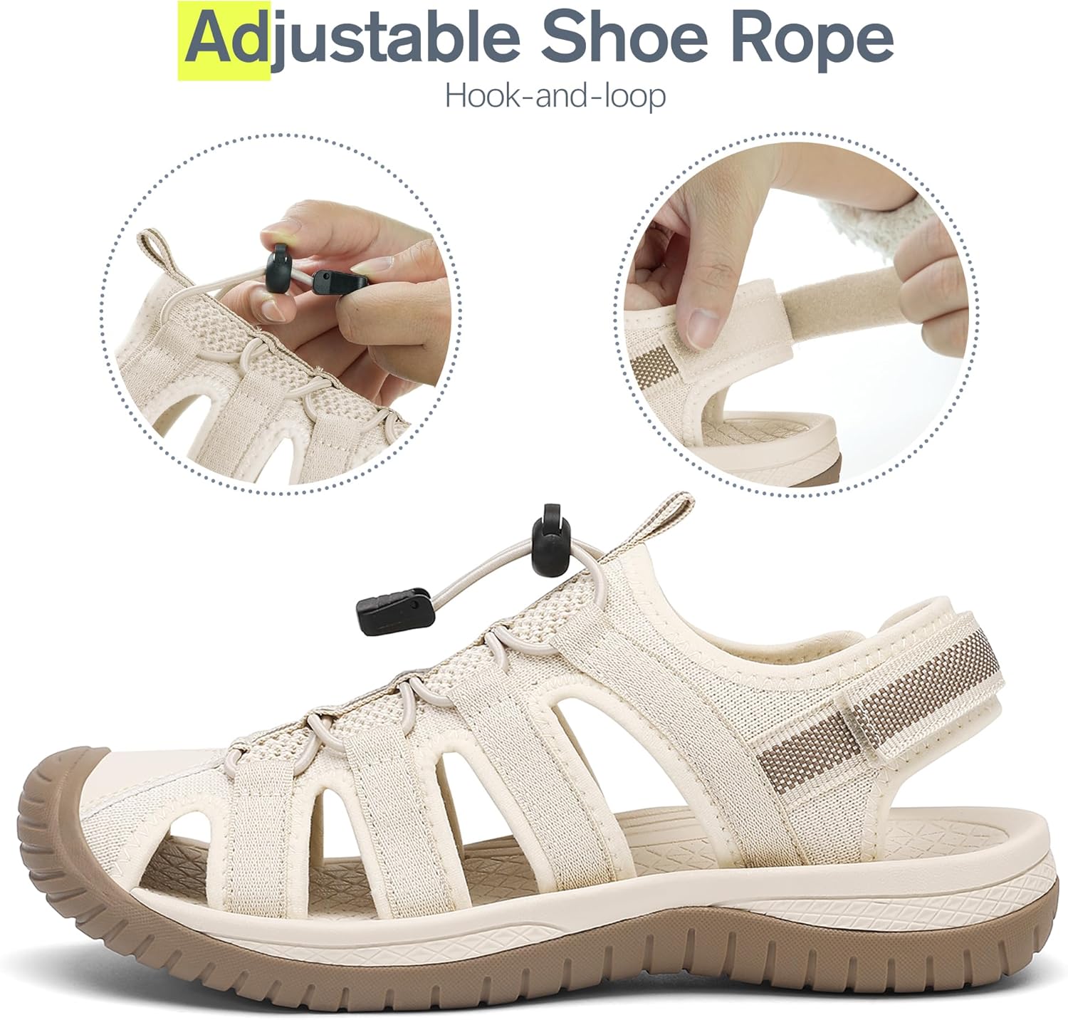 Dannto Women's Sport Sandals Close Toe Mesh Hiking Outdoor Athletic Walking Casual Sandals Water Shoes