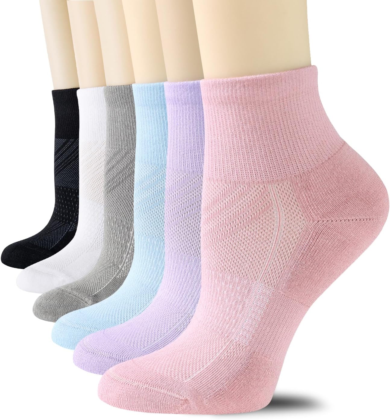 CS CELERSPORT 6 Pairs Women's Running Ankle Socks Athletic Sport Socks Cushioned
