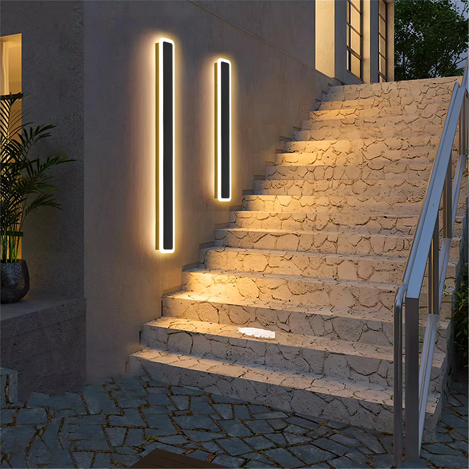 Litglobe 80cm 10 Pack Outdoor Wall Lights,3000K Warm White Garden Wall Light,24W 2400LM Super Bight ๐all Lighting,IP65 Waterproof Outside Lights for Garden Porch Terraces Villa Garage