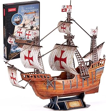 CubicFun 3D Puzzles for Adults Santa Maria Ship Model Spanish Vessel Puzzles for Adults and Kids, Desk Decor Building Kits Brain Teaser Hobby Gifts for Women and Men, 204 Pieces