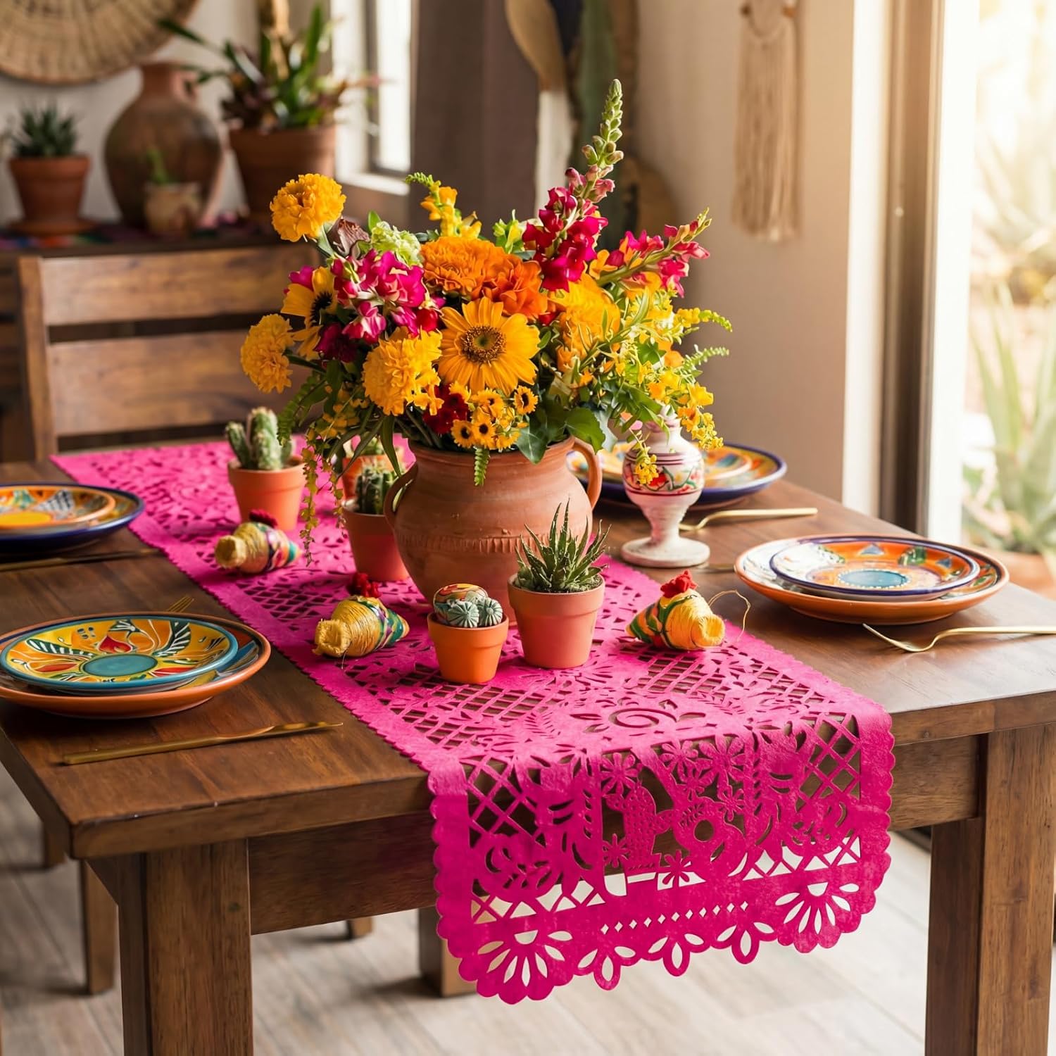 Eaasty 12 Pack Cielito Lindo Party Decoration Cielito Lindo Papel Picado Table Runners 29 x 10 Inch for Mexican Party Cinco De Mayo Fiesta Table Runner for Birthday and Baby Shower(Classic Color)