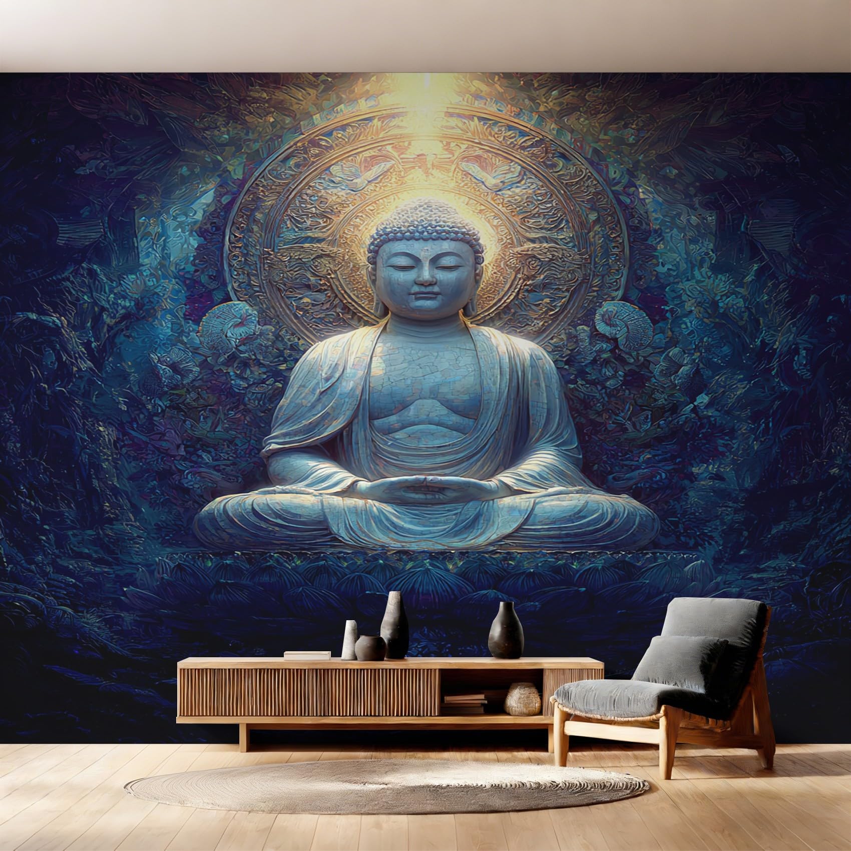 Papier peint zen bouddha panoramique 300x210 cm saf-11 intissé