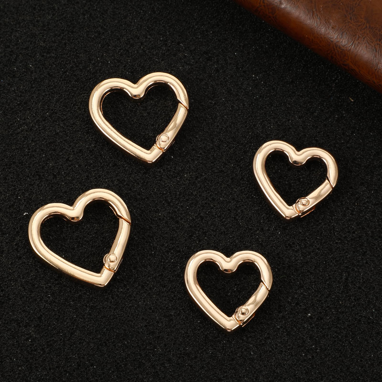 4 portachiavi a forma di cuore dorato con chiusura a molla in lega di zinco, fibbie girevoli leggere per portachiavi, fai da te, borsetta, accessori per borsa