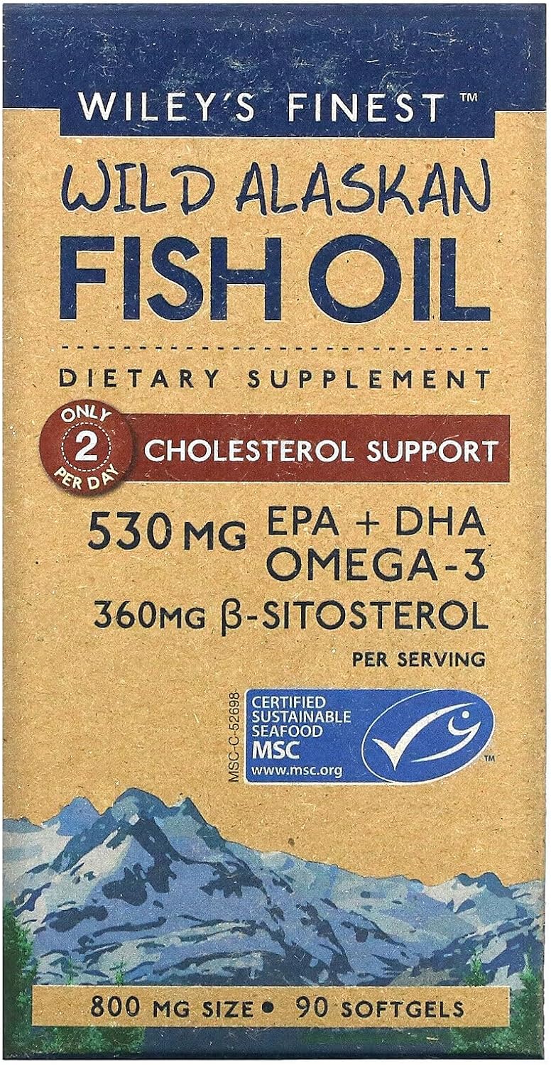 Wild Alaskan Fish Oil, Cholesterol Support, 800 mg, 90