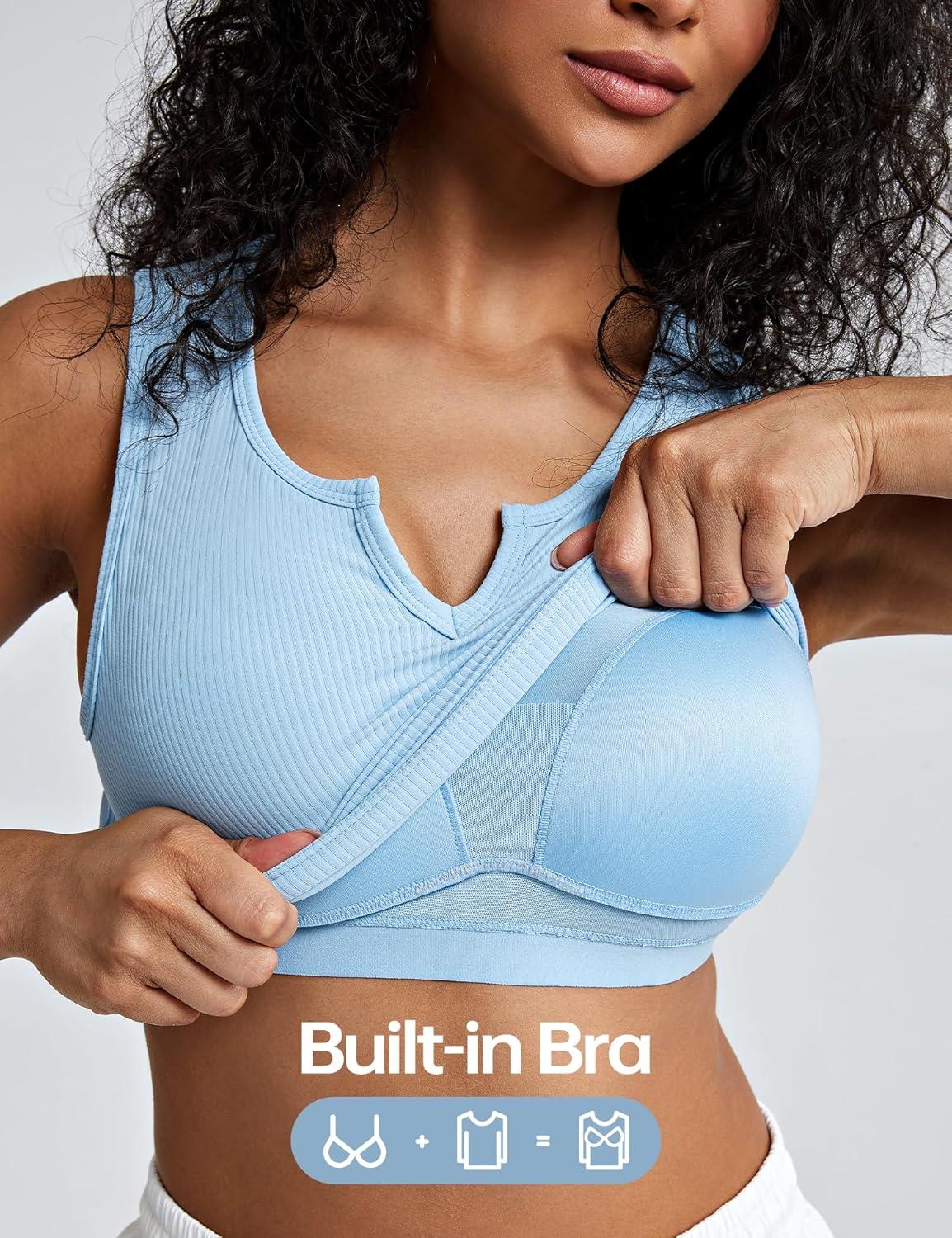 ZeroBound Built in Shelf Bra Tank Crop Top - V Neck Tank Tops for Women, Basics Going Out Top Sleeveless Garment - Image 6