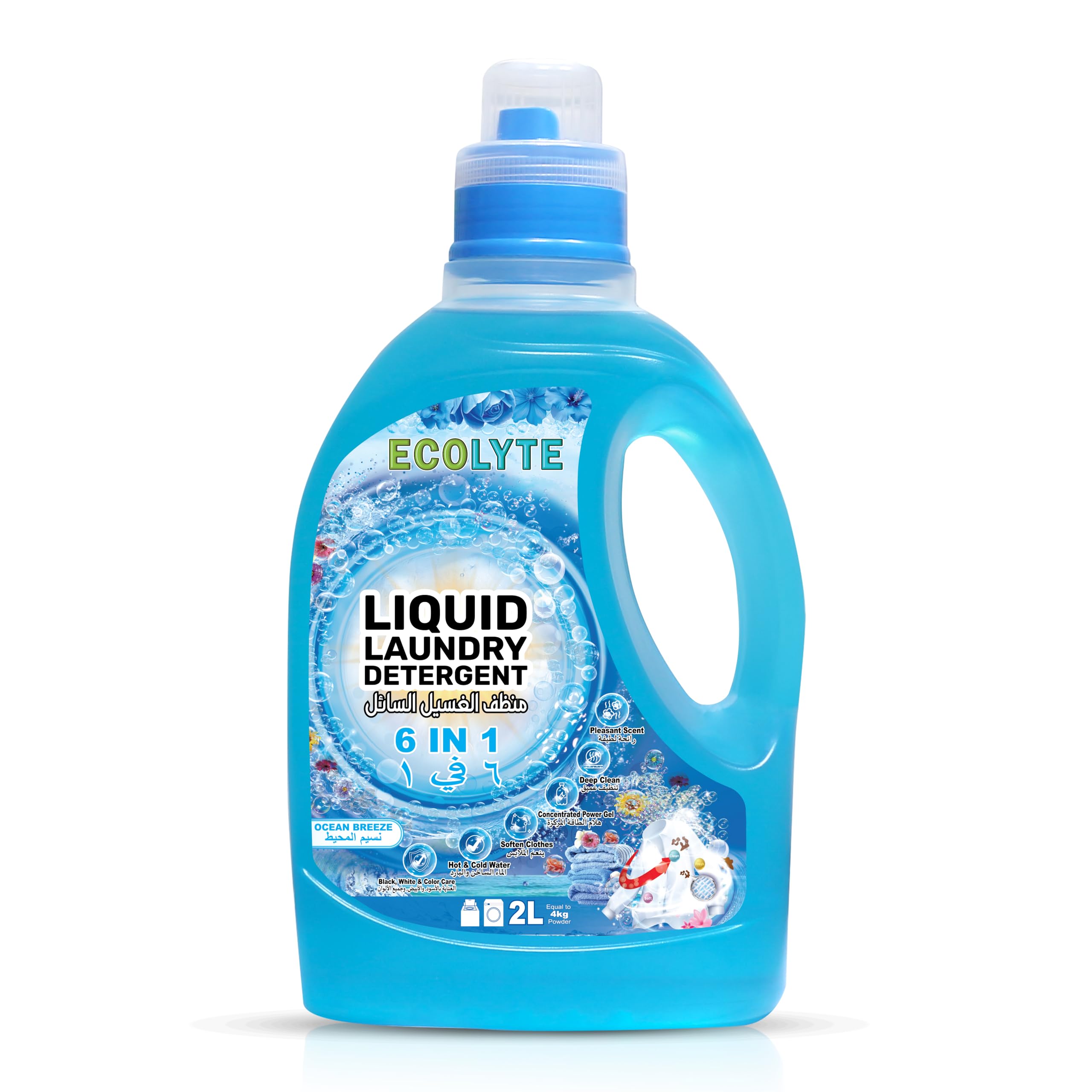 Sponsored Ad – ECOLYTE+ Liquid Laundry Detergent for All Washing Machines, 6 in 1 Deep Clean Technology, Power Gel, Color Care, Perfect Cleanliness & Long-Lasting Freshness - (Ocean Breeze, 2 Liter)