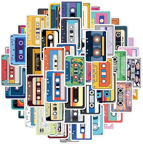 Miniatura 3 de 55 calcomanías de casete de música, calcomanías de vinilo de dibujos animados para botella de agua, laptop, autos, guitarra, patineta, parachoques,