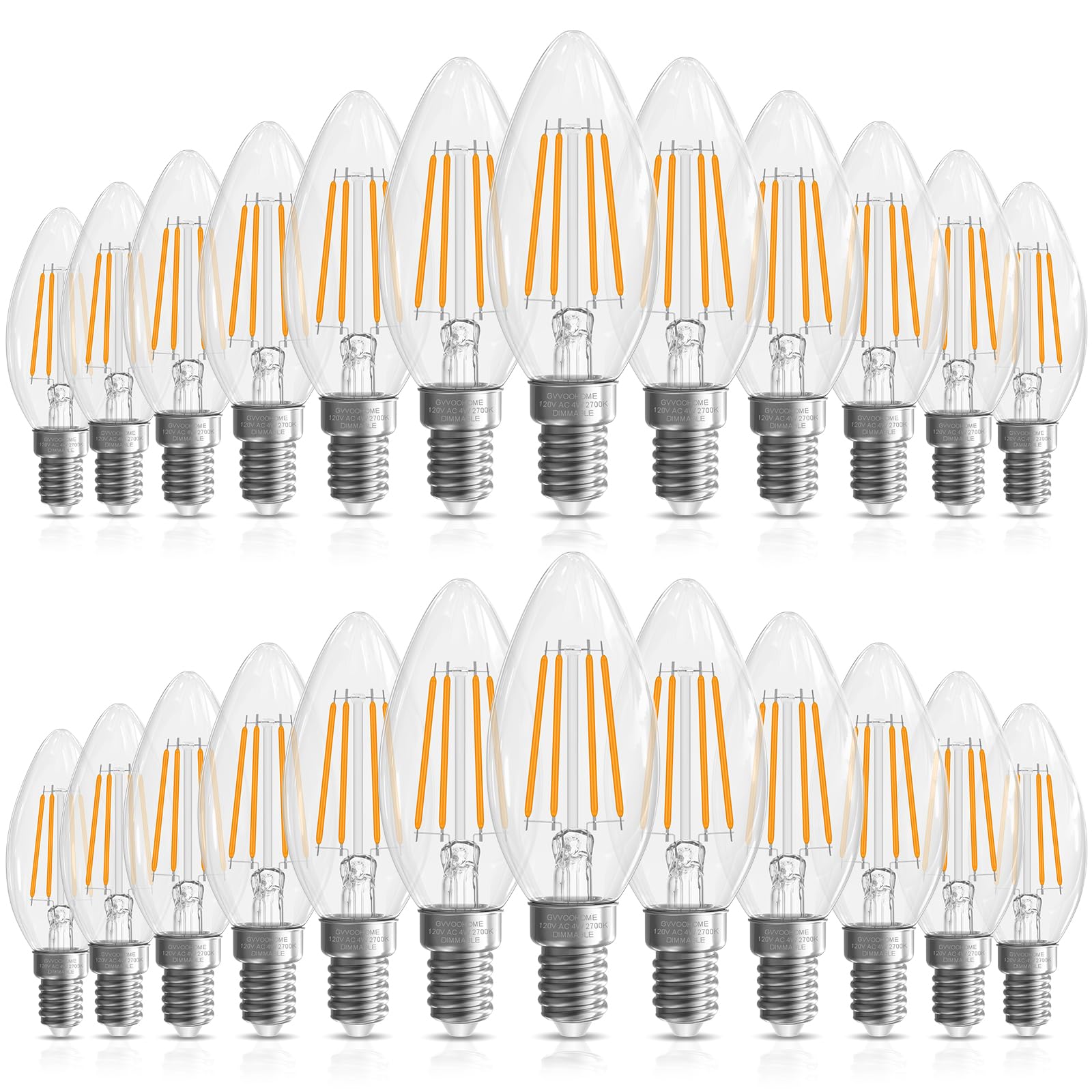 Ampoule LED E12 à intensité variable IRC 90+ blanc doux lot de 24 - 8