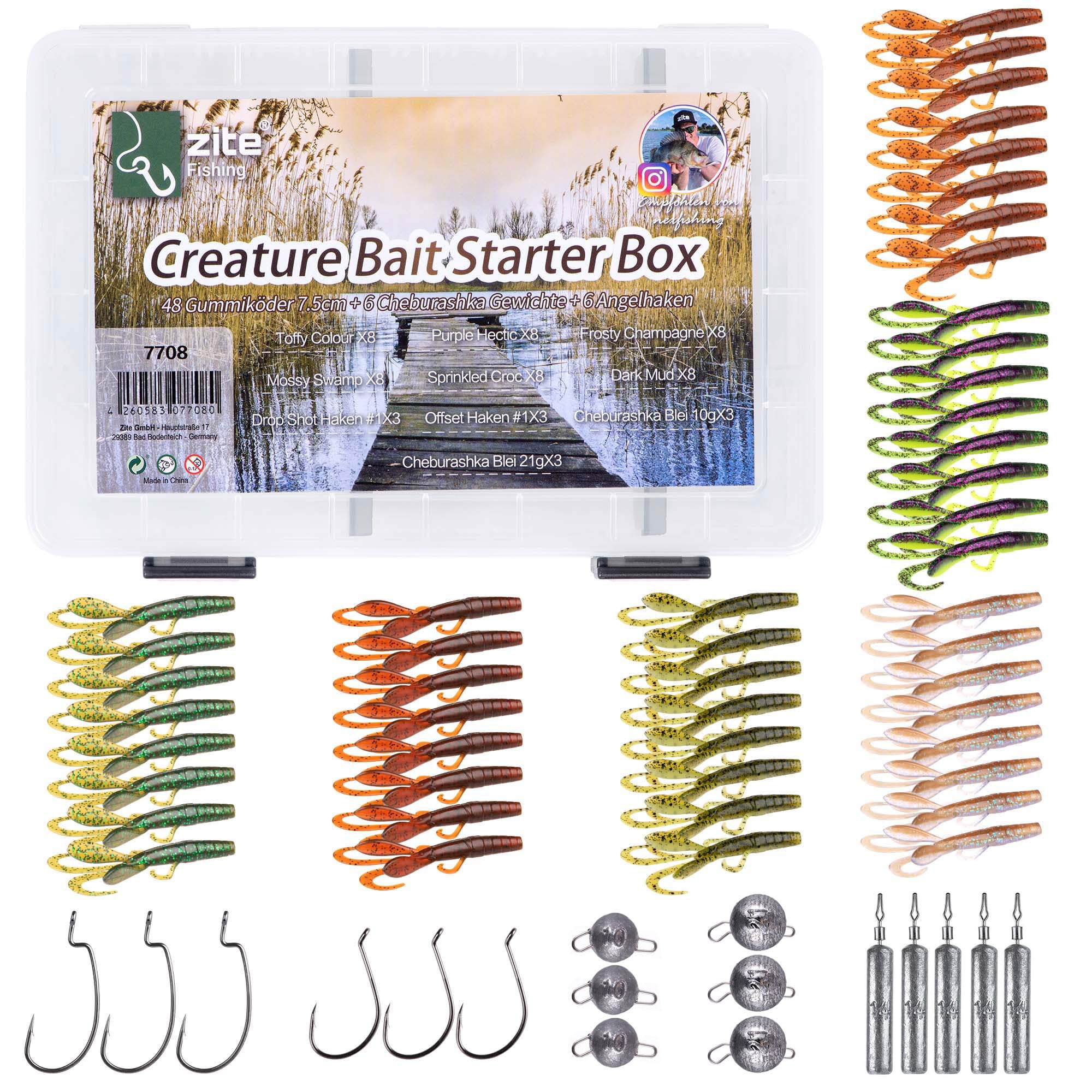 Zite Fishing Inzite Craw Starterbox – Ultimatives Creature Bait Set für