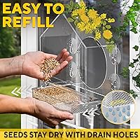 Vista 8 de Premium Window Bird Feeder for Outside - Clear Bird House w/Largest Window for Viewing Birds - Easy to Install & Sturdy Feeder w/Extra Strong