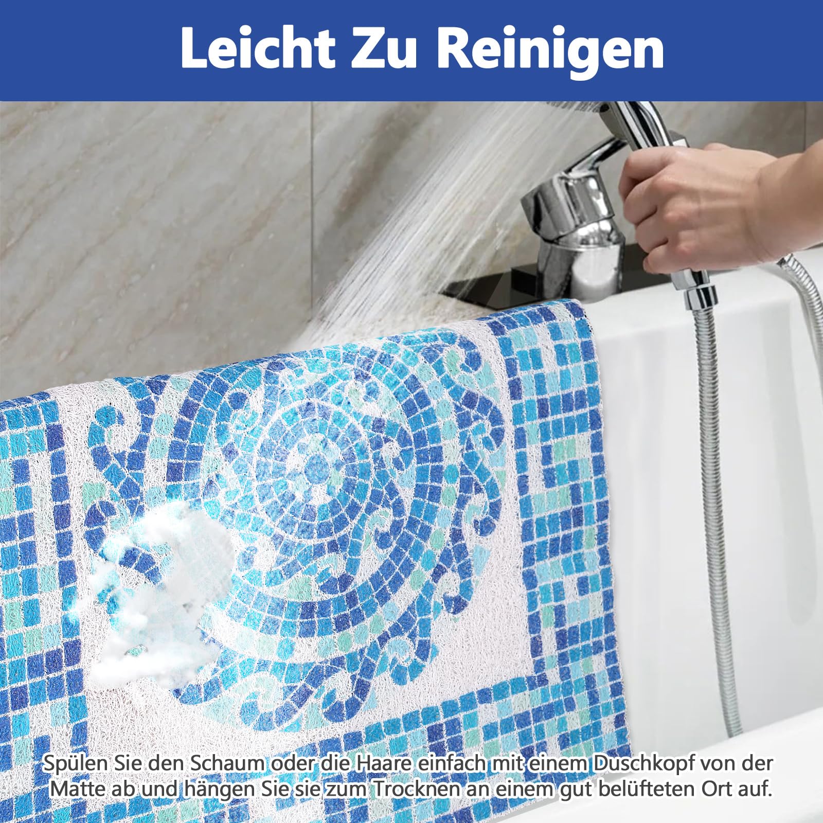 Duschmatte Rutschfest 45x45cm Grün - Mit Saugnäpfen & Massagenoppen Für Sicheres Duschen