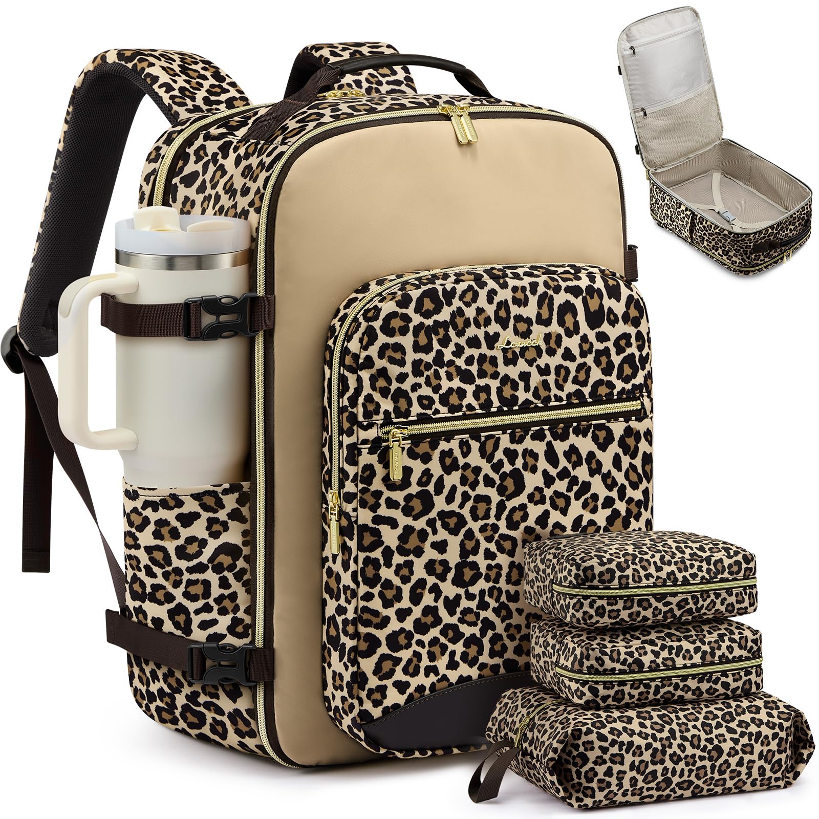 LOVEVOOK 40L Travel Backpack for Women &amp; Men, Airline Approved Carry On Luggage with 3 Packing Cubes, TSA Overnight Bags, Waterproof Personal Item Bag, Weekender Essentials Backpacks fits 17" Laptop