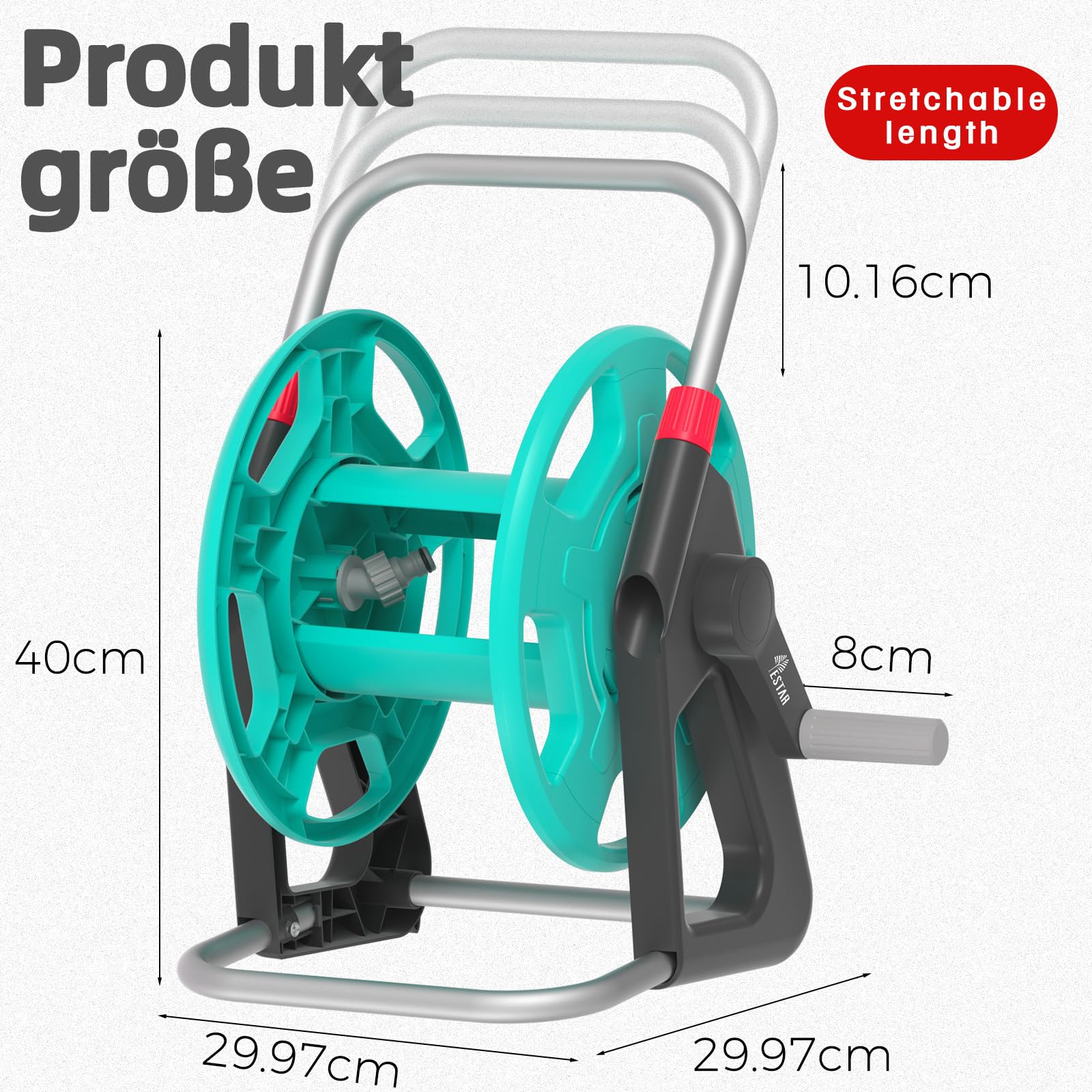 Schlauchtrommel, Wasserschlauchtrommel für 21-25m 1/2" Gartenschlauch, Schlauchhalter mit Schlauchanschluss abgewinkelt, Kunststoff,Platzsparend & Einfach Abnehmbar
