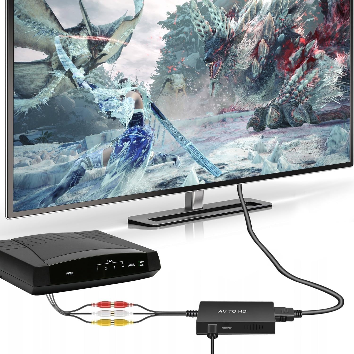 Azuxreza Convertisseur Composite RCA vers HDMI, Upscaler 720P/1080P, Convertisseur Vidéo AV vers HDMI, Support PAL/NTSC, Compatible avec PS3, TV, PC, STB, Xbox, VHS, VCR, Blue-Ray DVD Azuxreza Convertisseur Composite RCA vers HDMI, Upscaler 720P/1080P, Convertisseur Vidéo AV vers HDMI, Support PAL/NTSC, Compatible avec PS3, TV, PC, STB, Xbox, VHS, VCR, Blue-Ray DVD