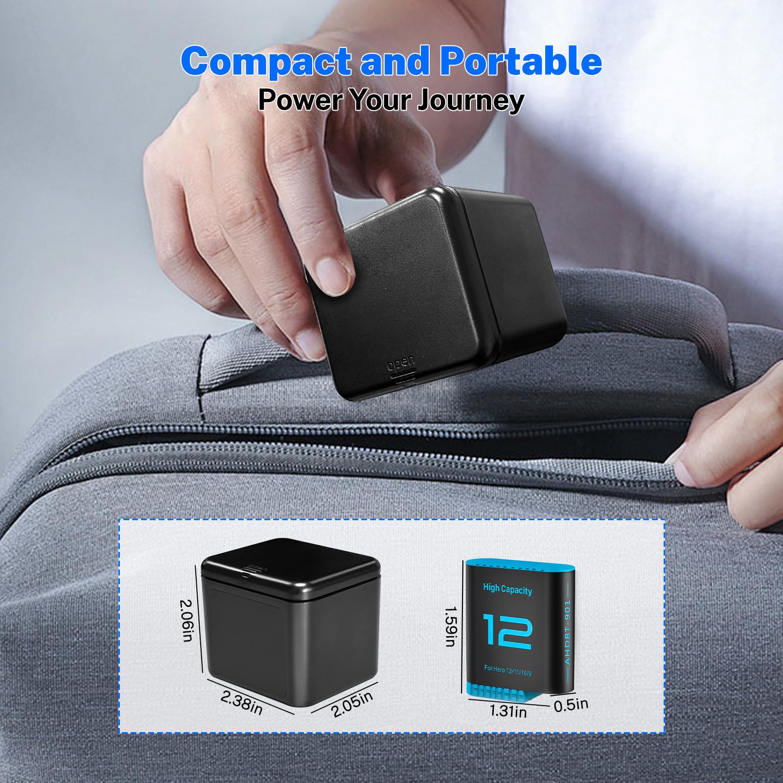 3 Stück 2580mAh Ersatzakkus für Gopro Hero 12/11/ 10/9 mit 3-Kanal Typ-C Akku-Ladestation USB-C-Aufladen