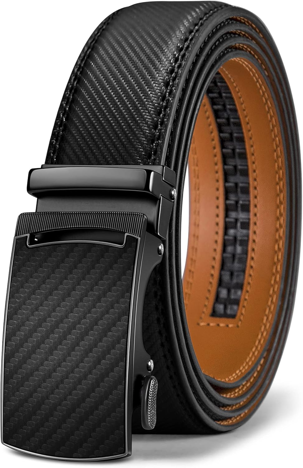 KEMISANT Belt Men, Sliding Ratchet Belt Genuine Leather For Gift Mens Dress Pants Oxfords,Size Adjustable