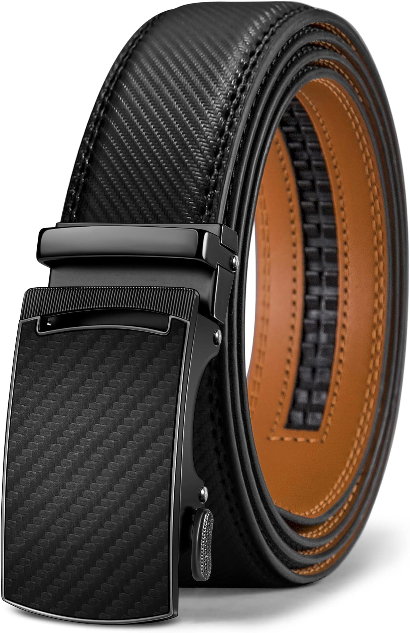 KEMISANT Belt Men, Sliding Ratchet Belt Genuine Leather For Gift Mens Dress Pants Oxfords,Size Adjustable