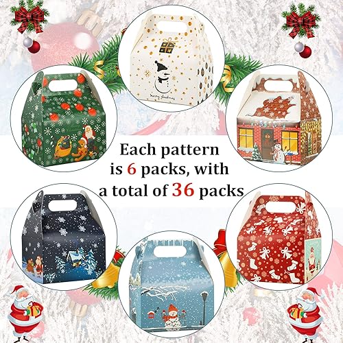 Miniatura 4 de 36 cajas de golosinas de Navidad, cajas de dulces de galletas de Navidad 3D con asas para regalo de regalo, suministros de recuerdos de fiesta de