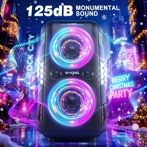 Miniatura 4 de W-KING Altavoz Bluetooth grande de fiesta de 270 W PEAK caja de auge más ruidosa12 graves personalizados125dB 6.5 pulgadas x 2 subwoofer más