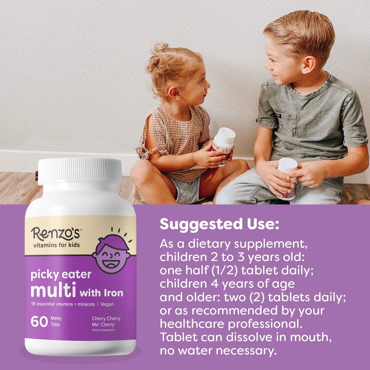 Renzo's Picky Eater Kids Multivitamin Vegan Multivitamin for Kids