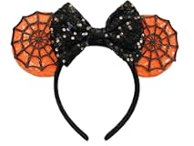 Mouse Ears Headbands for Women Glitter Sequin Mouse Ears Bow Headband Birthday Party Princess Decoration (Cobweb)