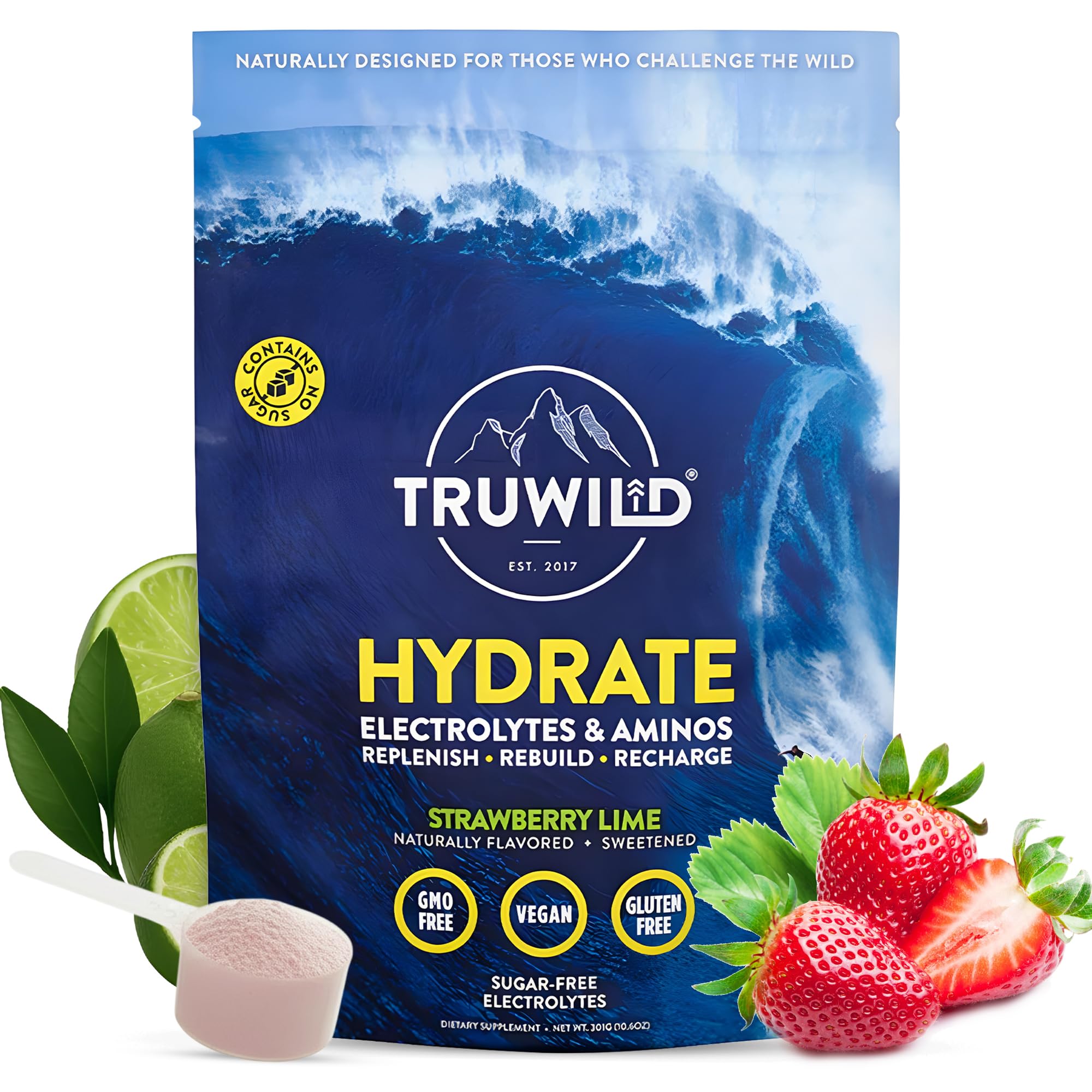 TruWild Natural Hydration Powder with Zero Sugar - Vegan Electrolytes + Amino Acids - Recovery Drink for Everyday Use – Post Workout Muscle Support Supplement w/Magnesium (Watermelon Lemonade) — Amazon image 13