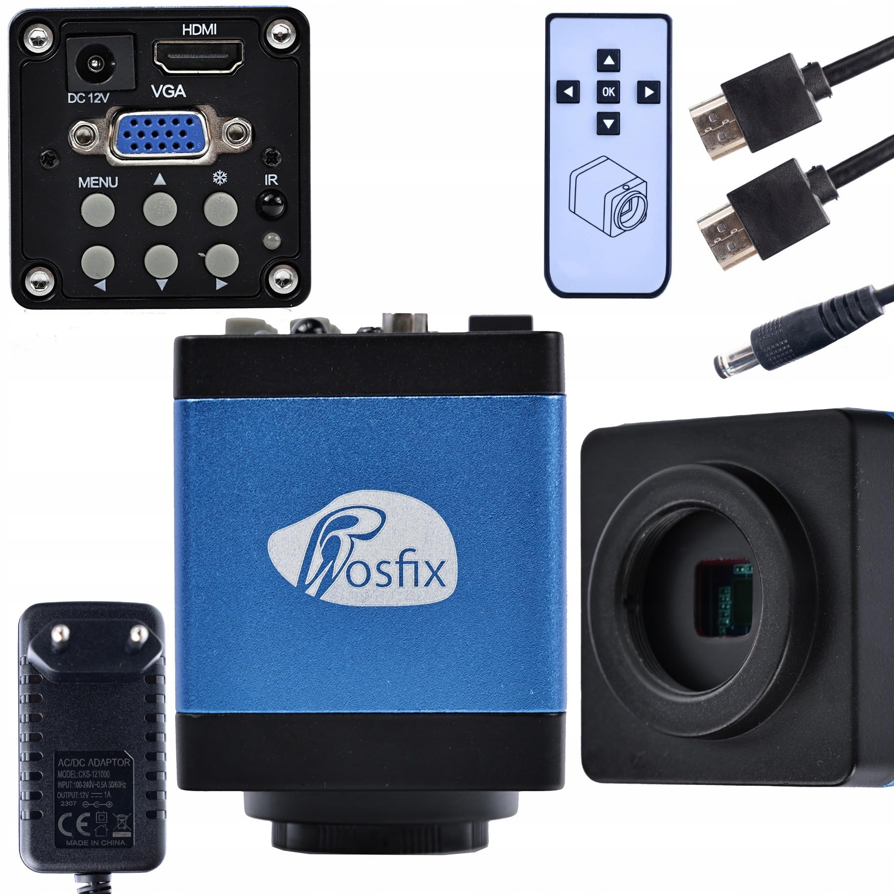 Rosfix Draco Blue PRO 3 w 1 - profesjonalny mikroskop cyfrowy | kamera HDMI i VGA | powiększenie 100x | platforma aluminiowa | idealny do przemysłu, elektroniki i badań