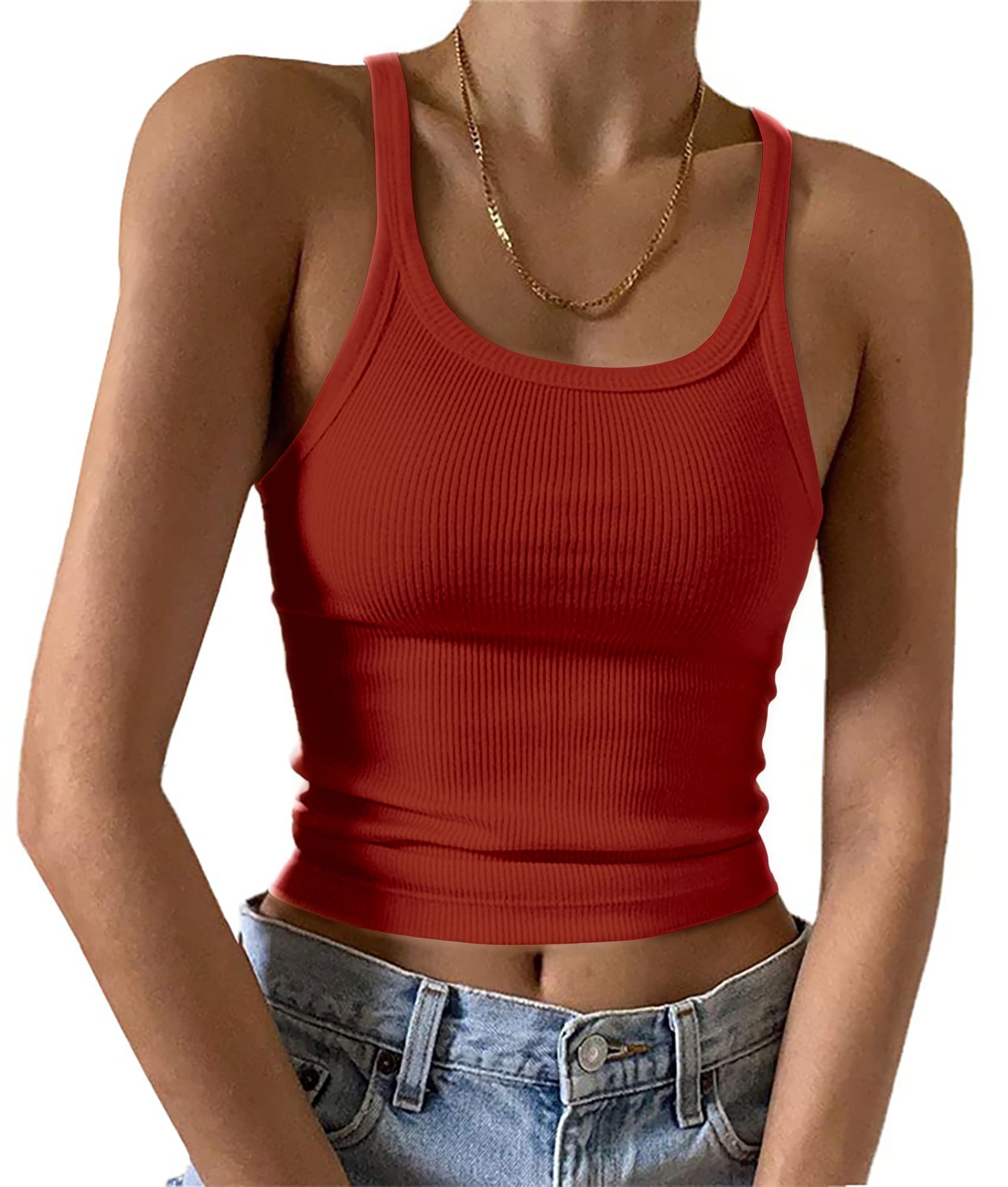 Imily Bela Damen Tops Sexy Spaghetti Tank Top mit U-Ausschnitt Basic Sommer Tanktops Slim Fit Ärmellos Oberteile Camisole