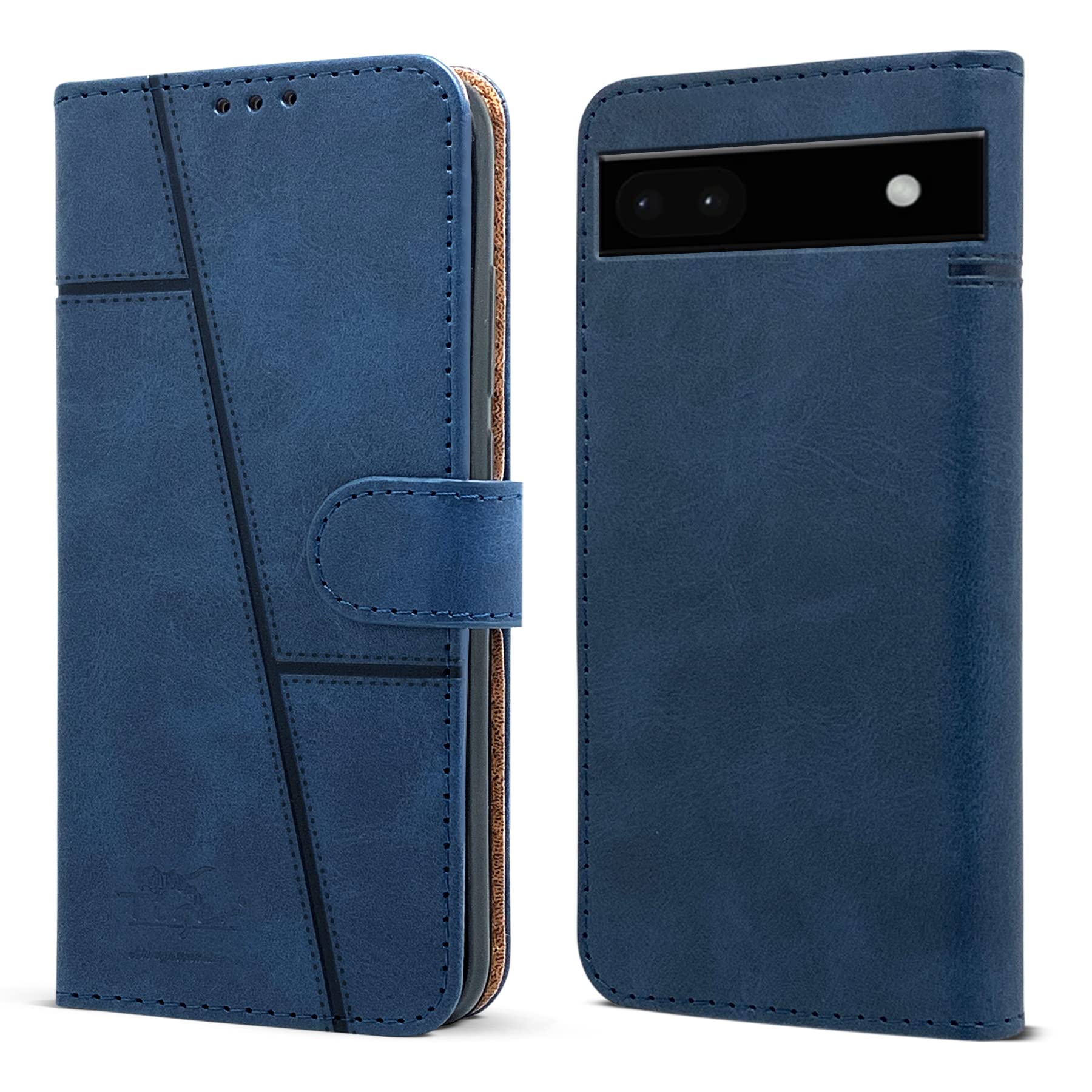 Jkobi Flip Cover Case for Google Pixel 6a (Stitched Leather Finish | Magnetic Closure | Inner TPU | Foldable Stand | Wallet Card Slots | Blue) (B0BVBRNQGS) Amazon Price History, Amazon Price Tracker
