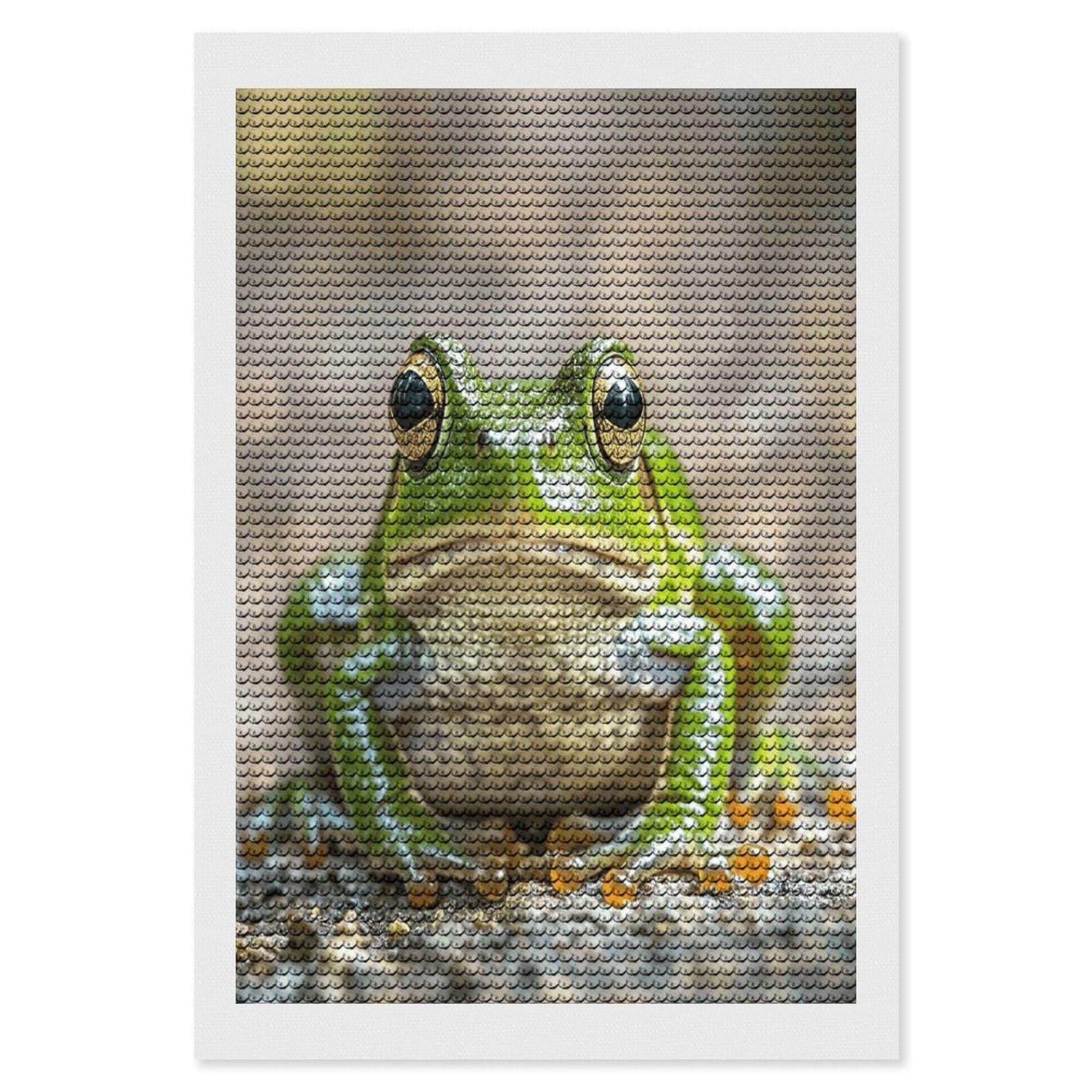 FekiLoot Cute Frog Diamond Painting Kits for Beginners DIY Diamond Art Kits for Adults Full Drill Round Diamond Dot Gem Art Painting Fun DIY Crafts for Home Kitchen Wall Decor Gift 8"x12"