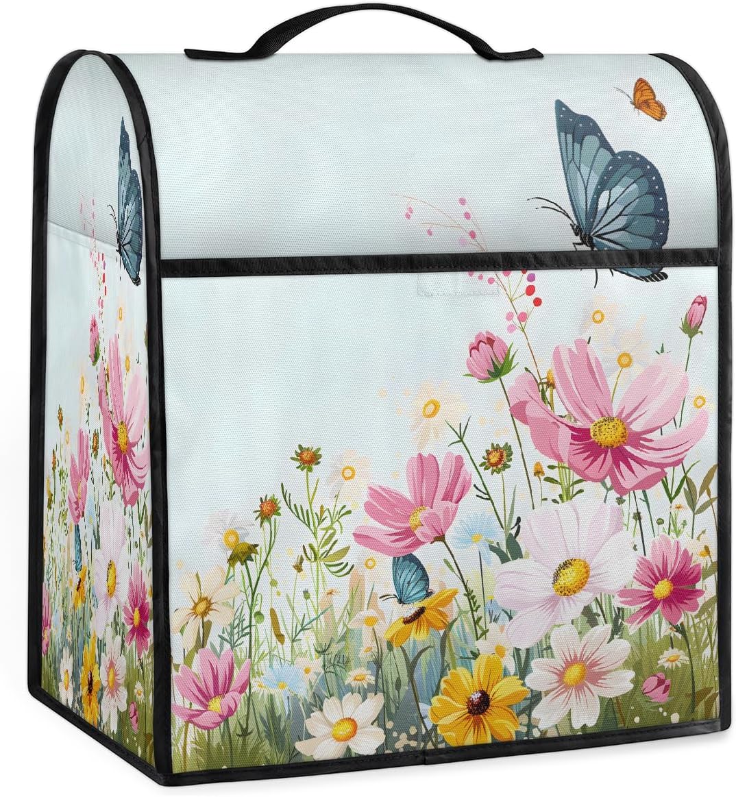 Stand Mixer Cover for Stand Mixer 6-8 Quarts Spring Pink Flowers Dust Kitchen Aid Cover with Pockets Appliance Protective Covers for Home Kitchen Counter Appliance Accessories