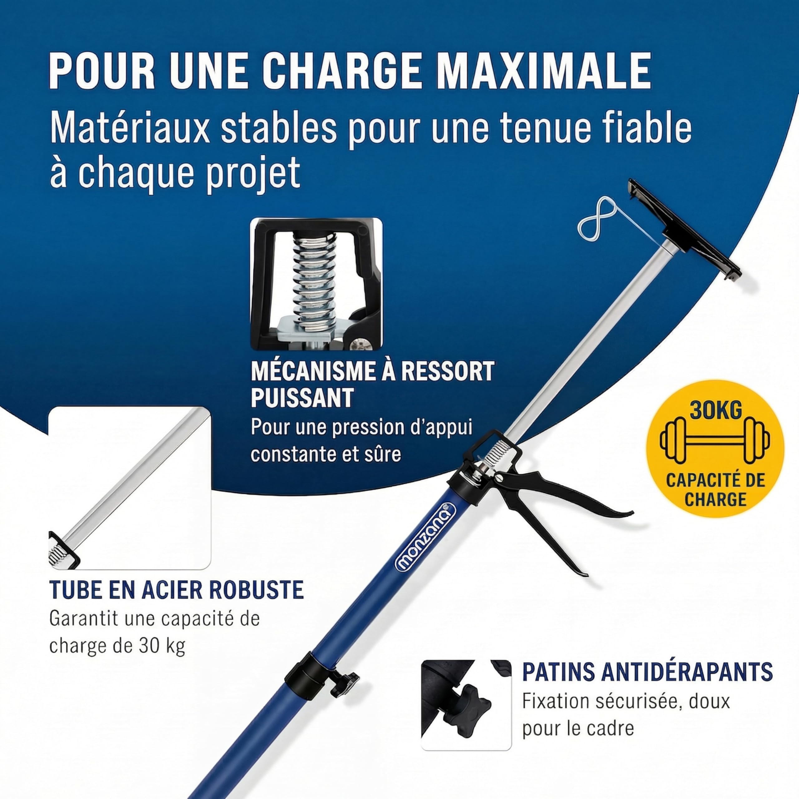 MONZANA® Set de 4 étai de porte/soutien acier réglable en hauteur 115-290cm max. 30kg bricolage atelier maison garage étai soutien télescopique