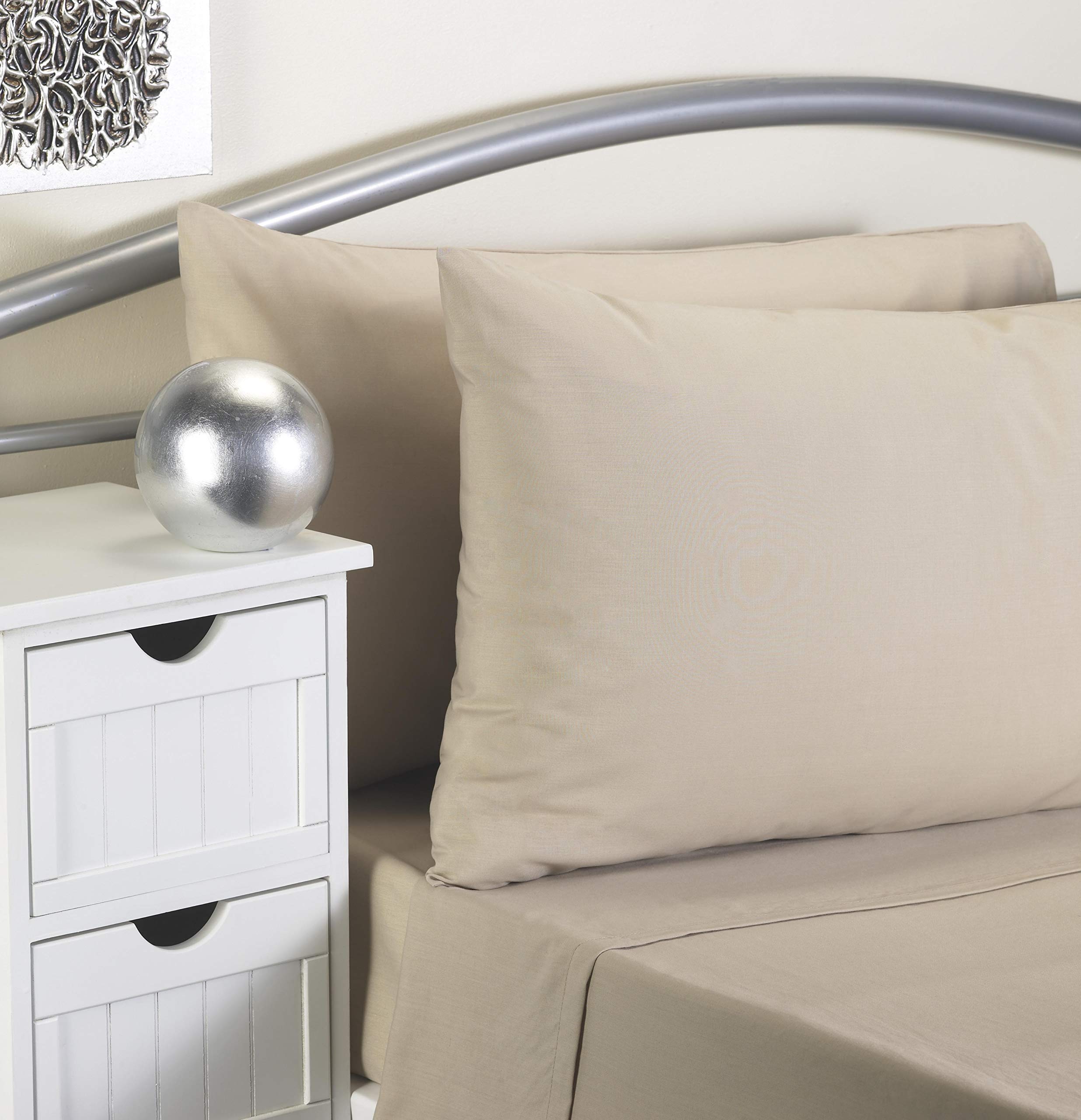 Tiacare Bed Linen - Fire Retardant to BS EN 7175 (Latte, Single - Flat Sheet)