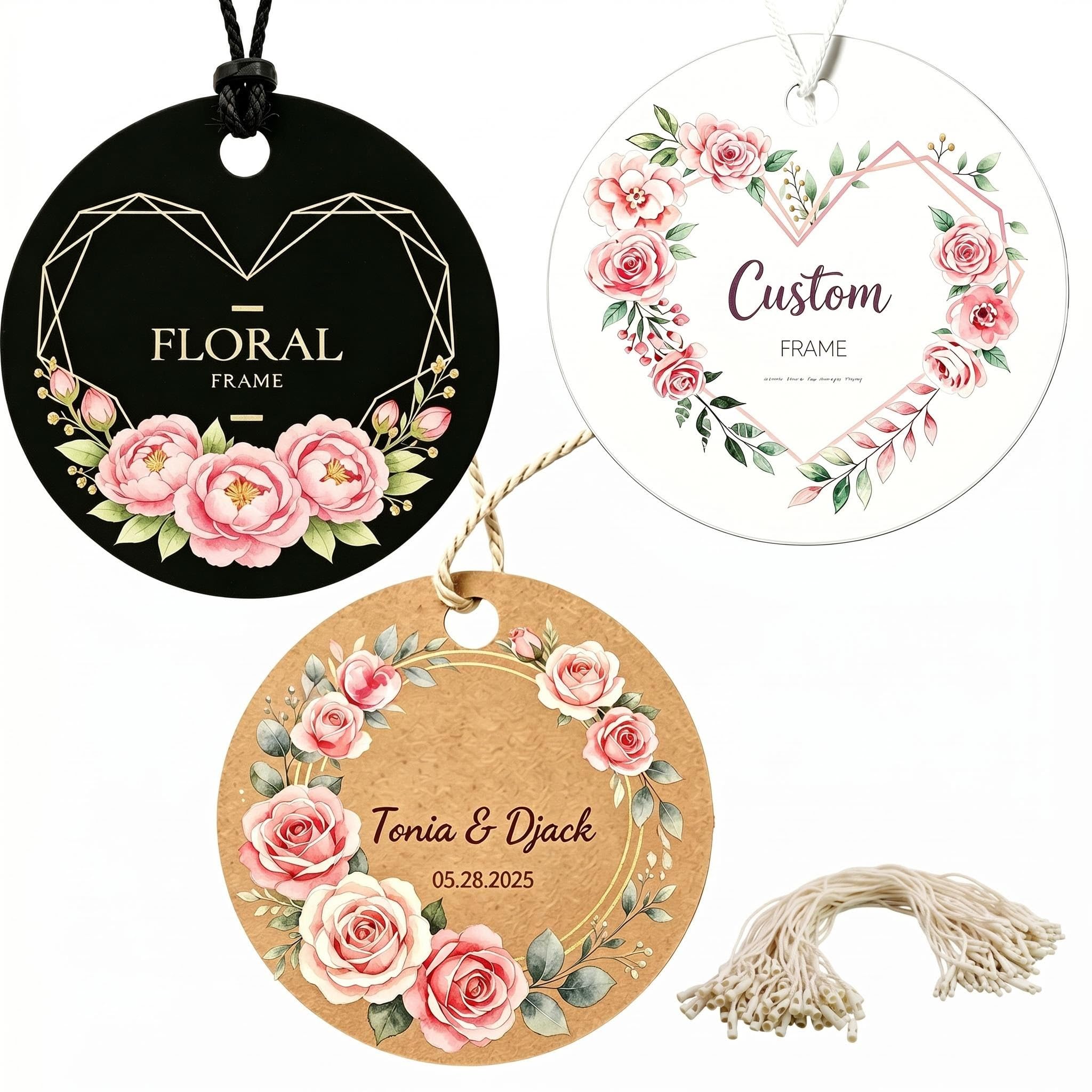Custom Cardstock Hang Tags with Rope for Clothing Jewelry Gift Bags Tags