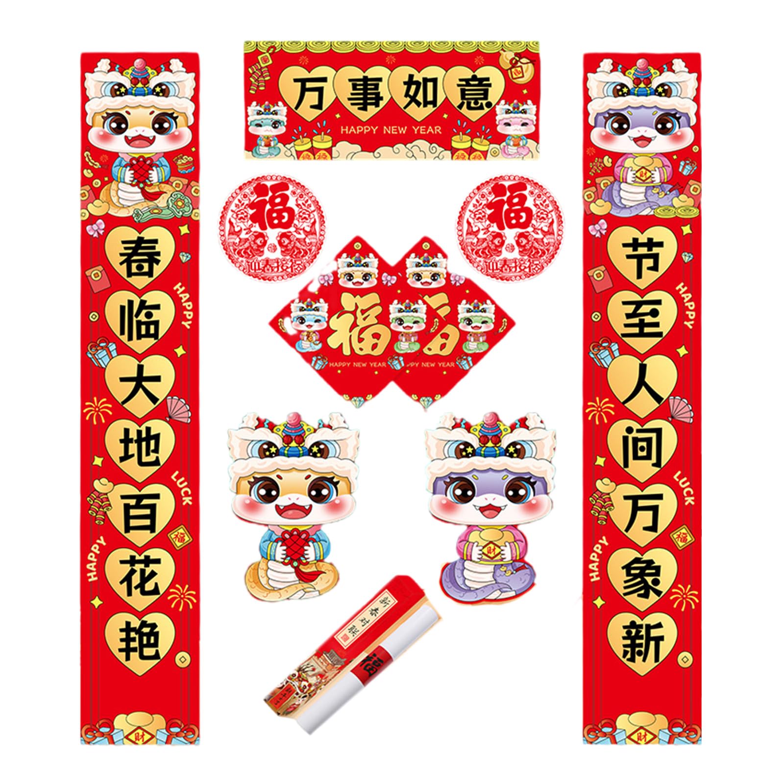 Hsioluted Celebrate 2025 Snake Year with Spring Festival Couplets Set with Box for Gifting and Decorating Homes or Offices Paper Couplets