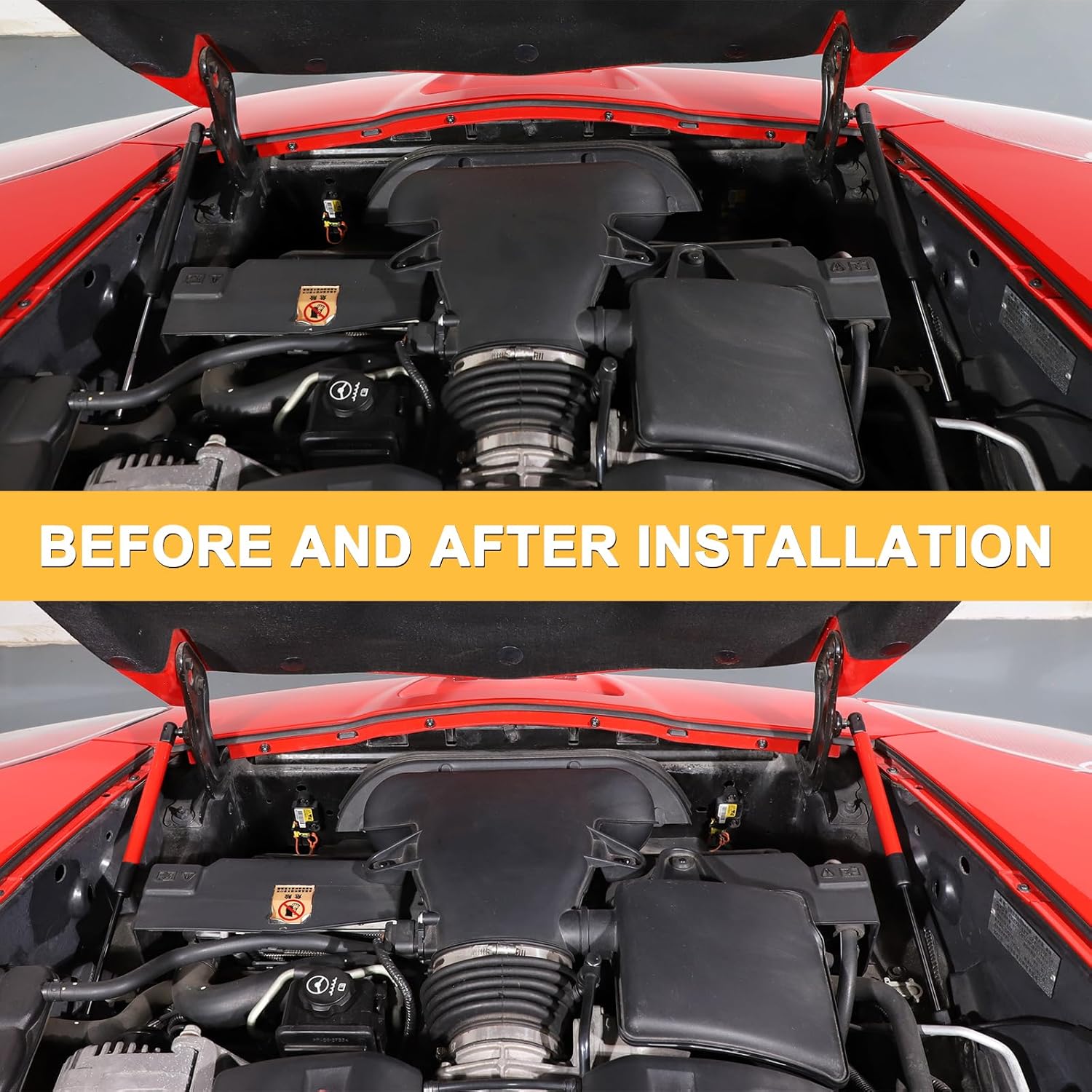 PIUGILH Front Hood Lift Support Struts Fit for C6 Corvette 2005-2013 Accessories, Car Front Hood Lift Support Springs Shocks Struts Replacement Parts, 2Pcs (Red)