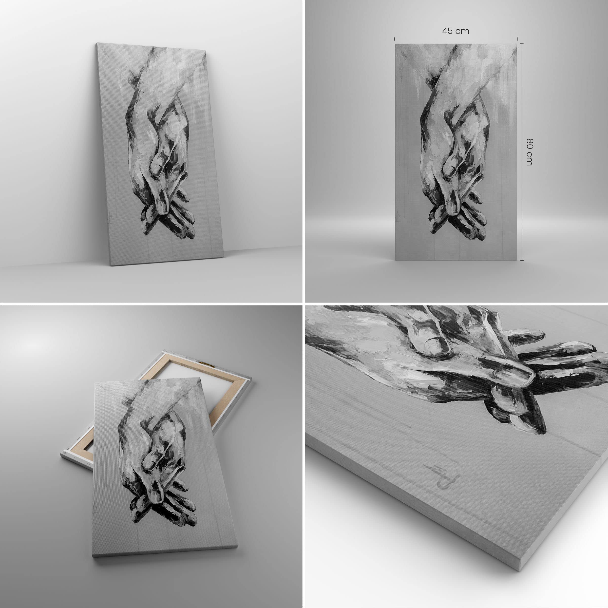 Moderno Quadro su Tela 45x80 cm Verticale Bianco e Nero Persone - 4566