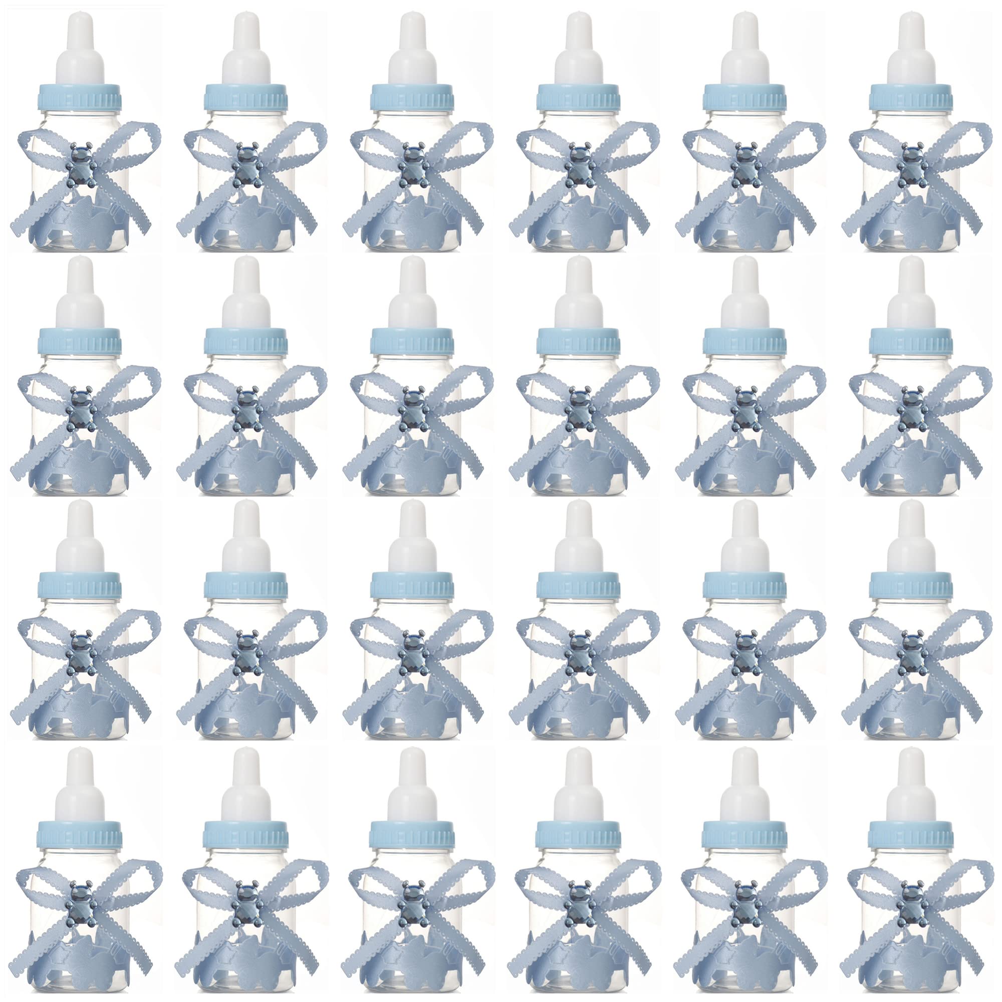 3.5 Inches Baby Bottle Shower Favor,Mini Plastic Candy Bottle,Baby Shower Supplies Boy Girl Newborn Baby Baptism Birthday Party Decor (2 Dozens, Blue