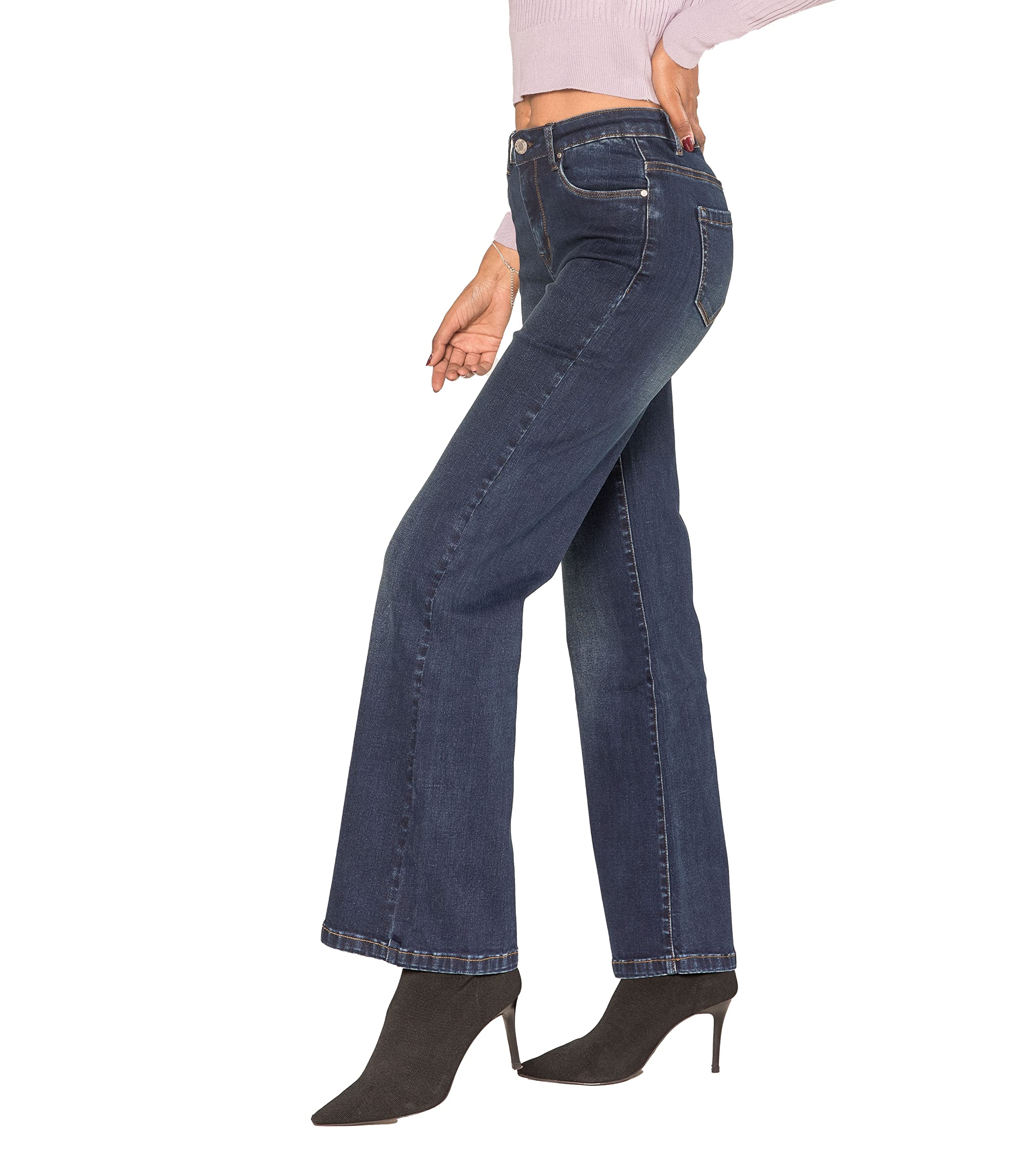 Nina Carter P080 Jeans da donna Flared Bootcut Jeans a vita alta