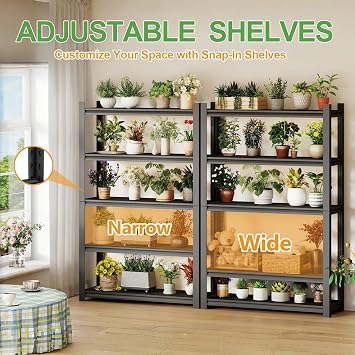 63H Metal Kitchen Storage Shelves, 1600 LBS Heavy Duty Garage Shelving Unit, 5-Tier Adjustable Pantry Shelves, Food and Beverage Storage Rack, Appliance Storage Utility Shelf for Balcony - Black