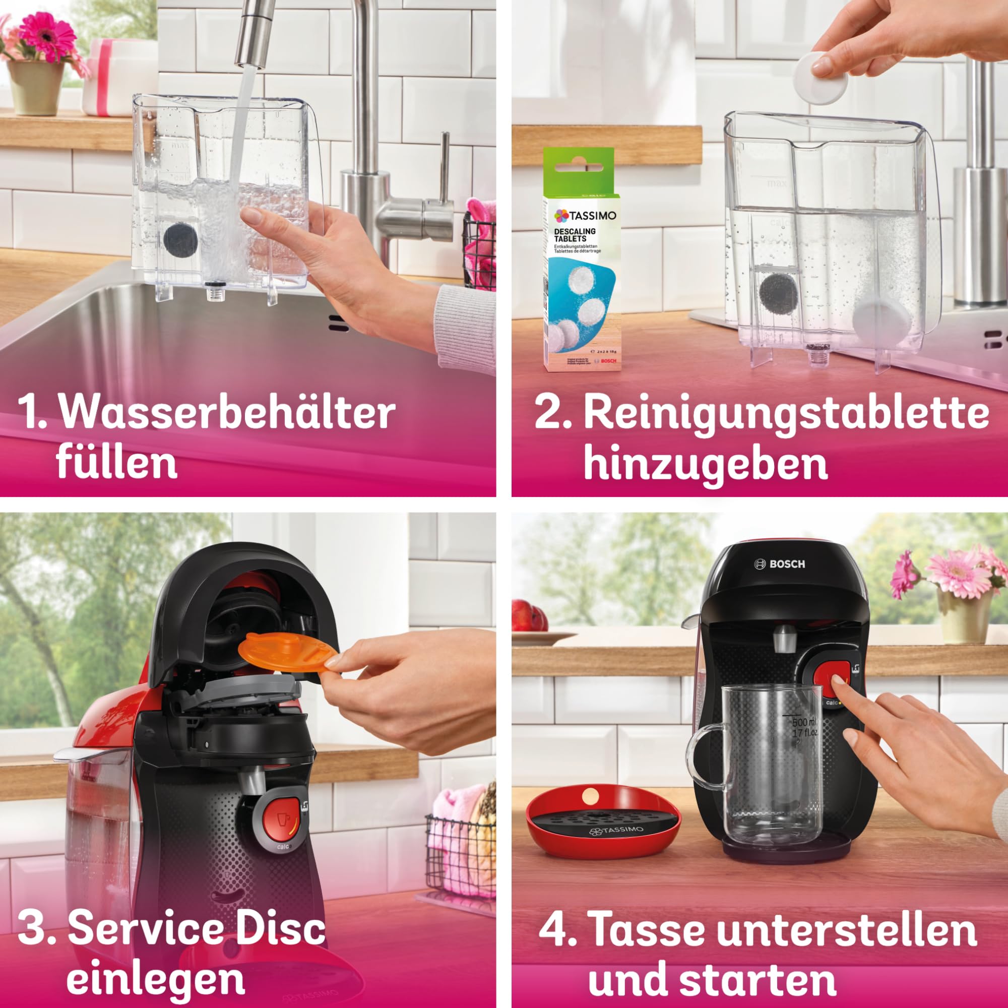 Bosch Tassimo Kapselmaschine TAS103E, 1400 W, über 70 Getränke, rot/schwarz