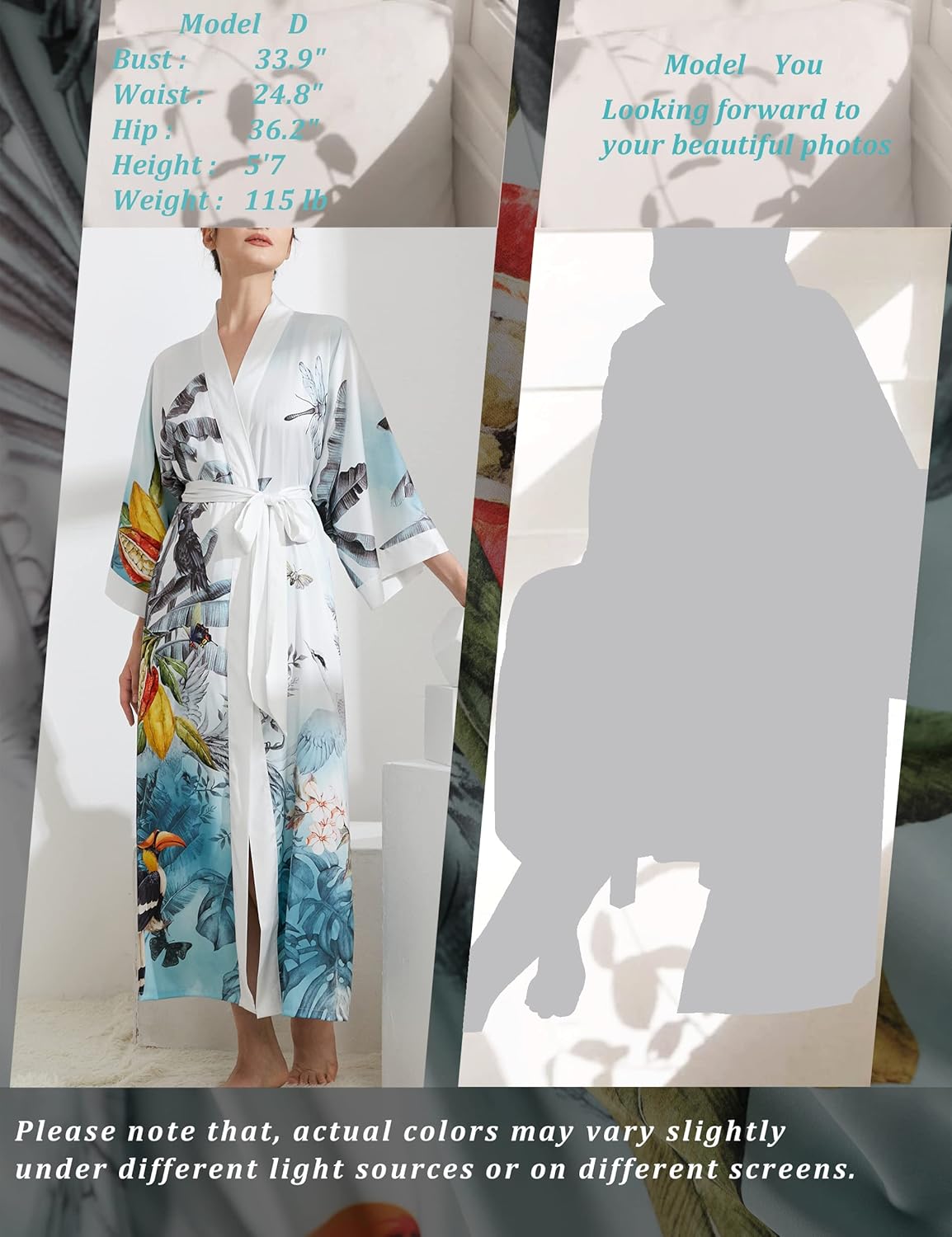 Aensso Long Soft Lightweight Silky Kimonos Robes for Women, Luxury Japanese Floral Womens Kimono Robe - Image 6