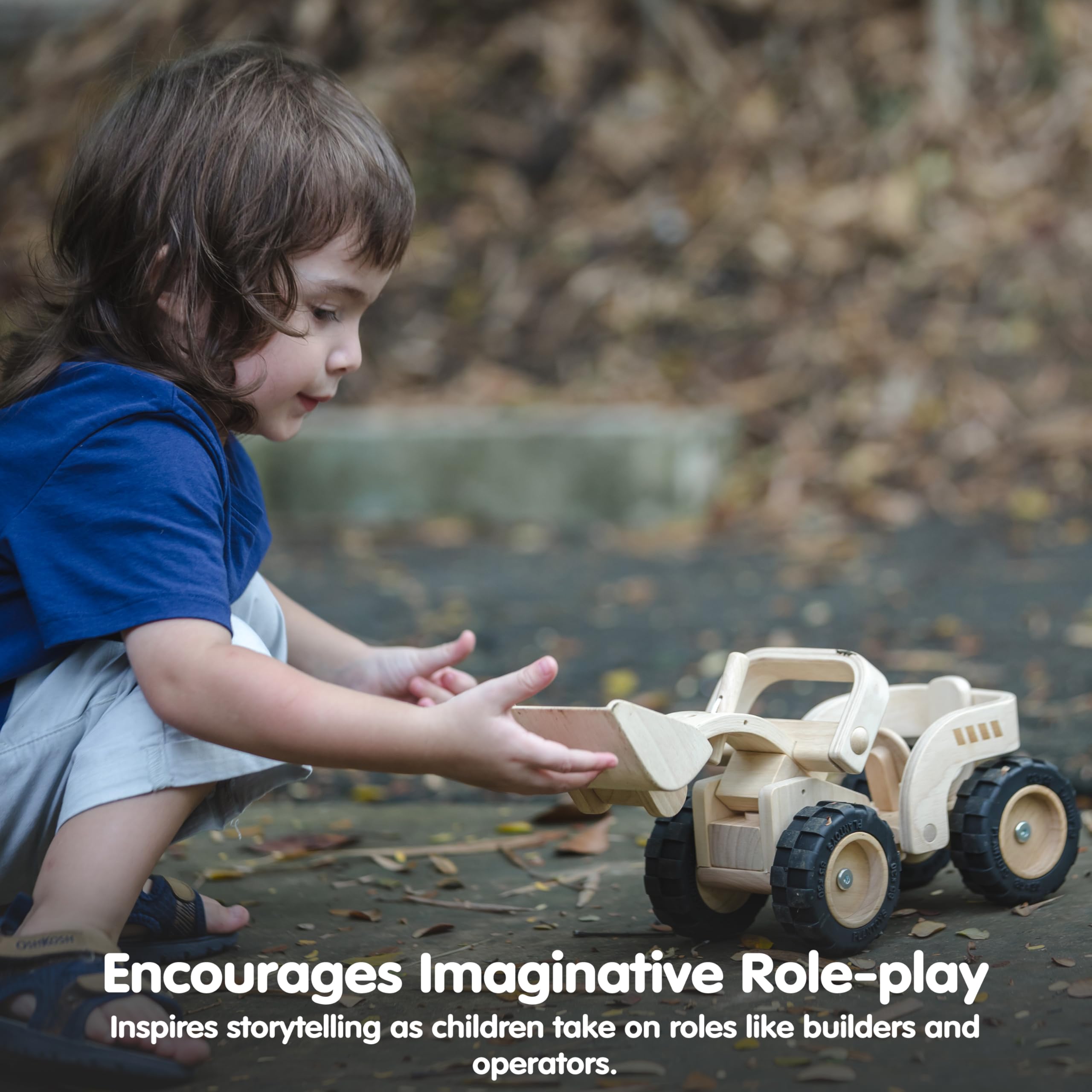 PlanToys - spychacz, Kolor Drewno (6123)