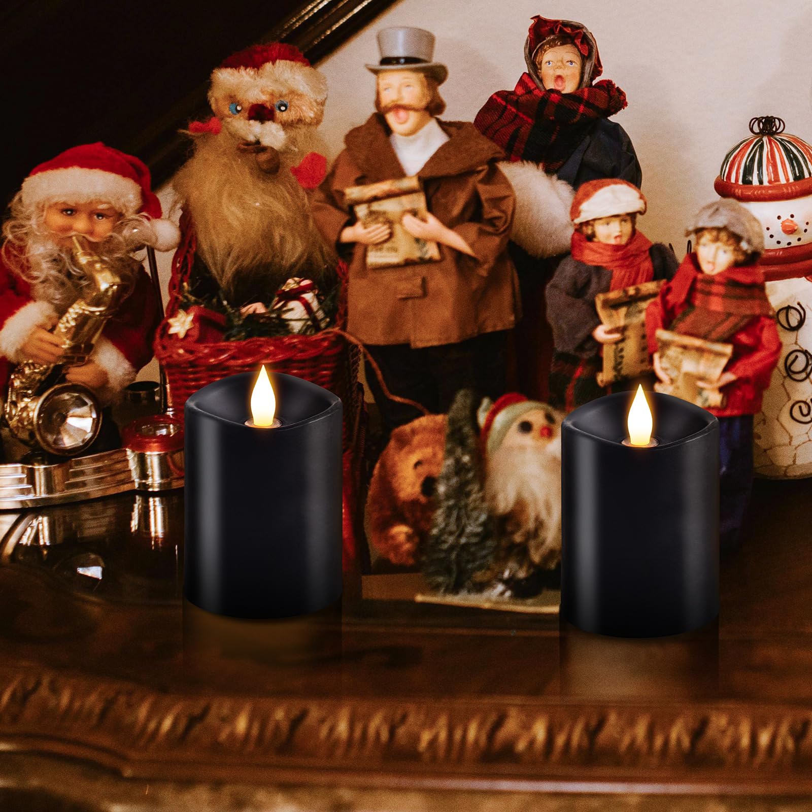 Set di 3 candele tremolanti senza fiamma 3 x 4, candele a LED in vera cera con batteria, con timer, candele senza fiamma da 10,2 cm con telecomando, candele alimentate a batteria, per
