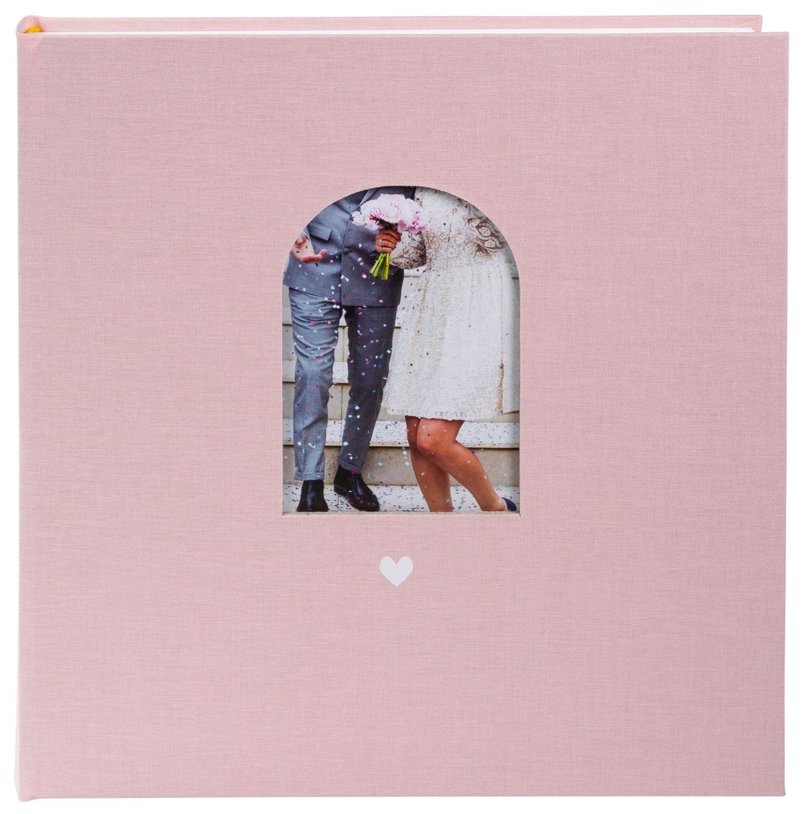 goldbuch 08 046 Hochzeitsalbum Herzensmoment Rosa, Fotoalbum mit Fensterausschnitt, Erinnerungsalbum mit 60 weißen Seiten und Pergamin-Trennblättern, Fotobuch, Einband aus Leinen, ca. 31 x 30 x 4 cm