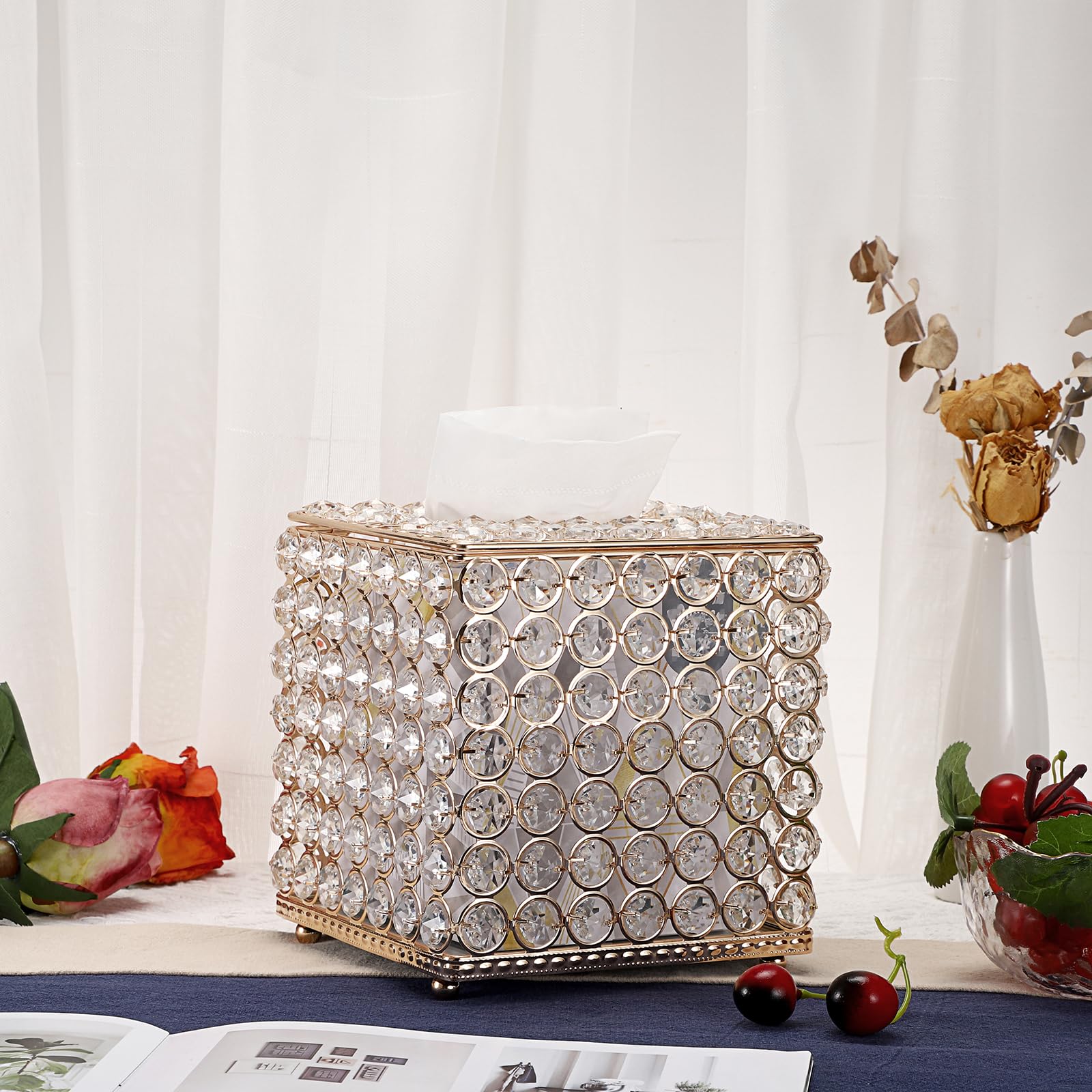 Amazon.com: Sumnacon Crystal Square Tissue Box Cover - Sparkling